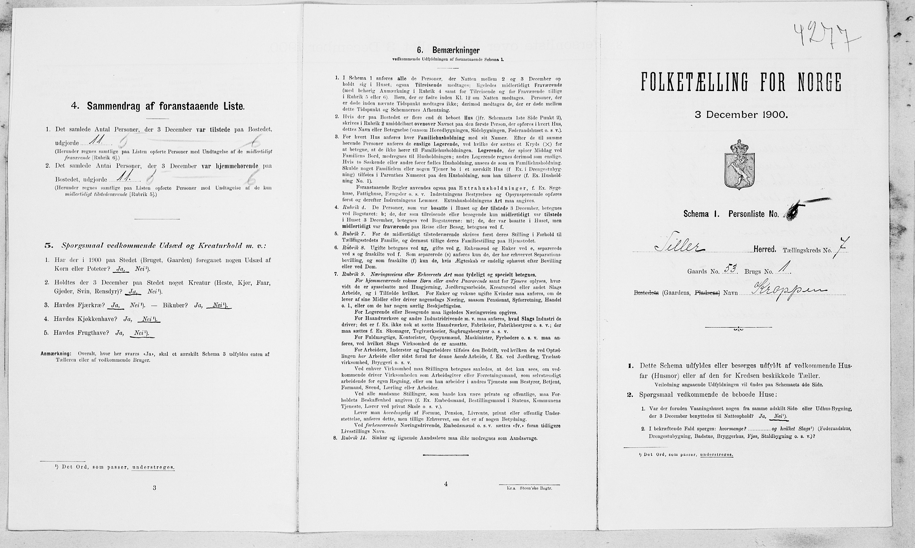 SAT, Folketelling 1900 for 1661 Tiller herred, 1900, s. 84