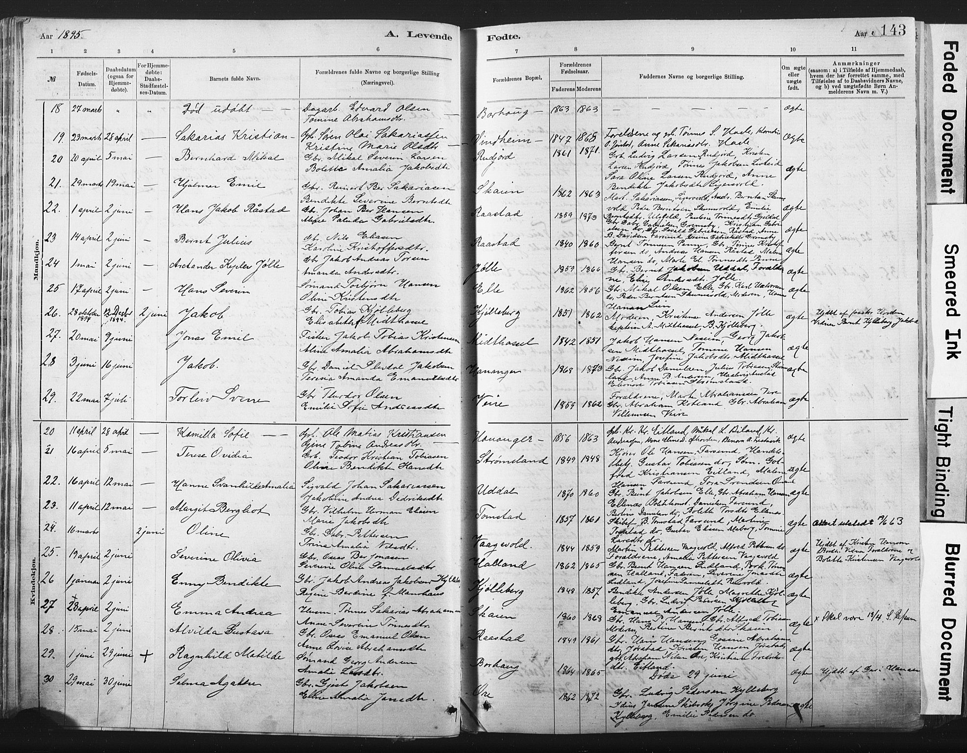 Lista sokneprestkontor, AV/SAK-1111-0027/F/Fa/L0012: Ministerialbok nr. A 12, 1879-1903, s. 143