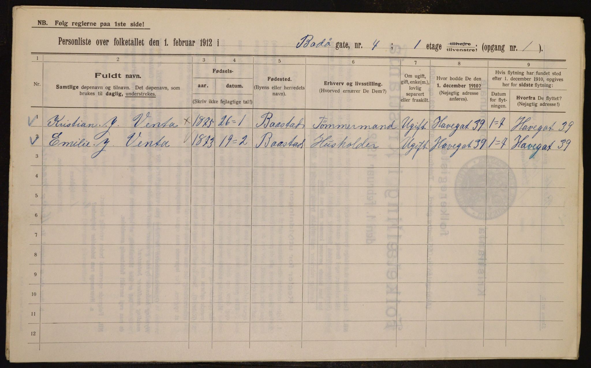 OBA, Kommunal folketelling 1.2.1912 for Kristiania, 1912, s. 6583