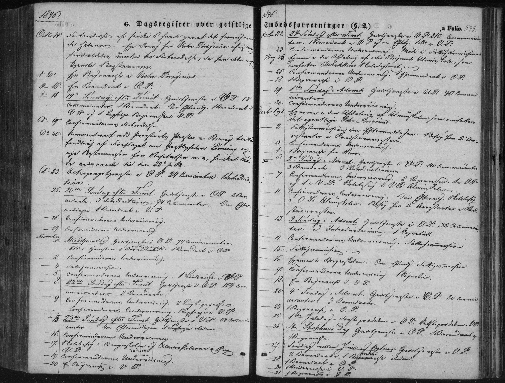 Porsgrunn kirkebøker , SAKO/A-104/F/Fa/L0006: Ministerialbok nr. 6, 1841-1857, s. 535