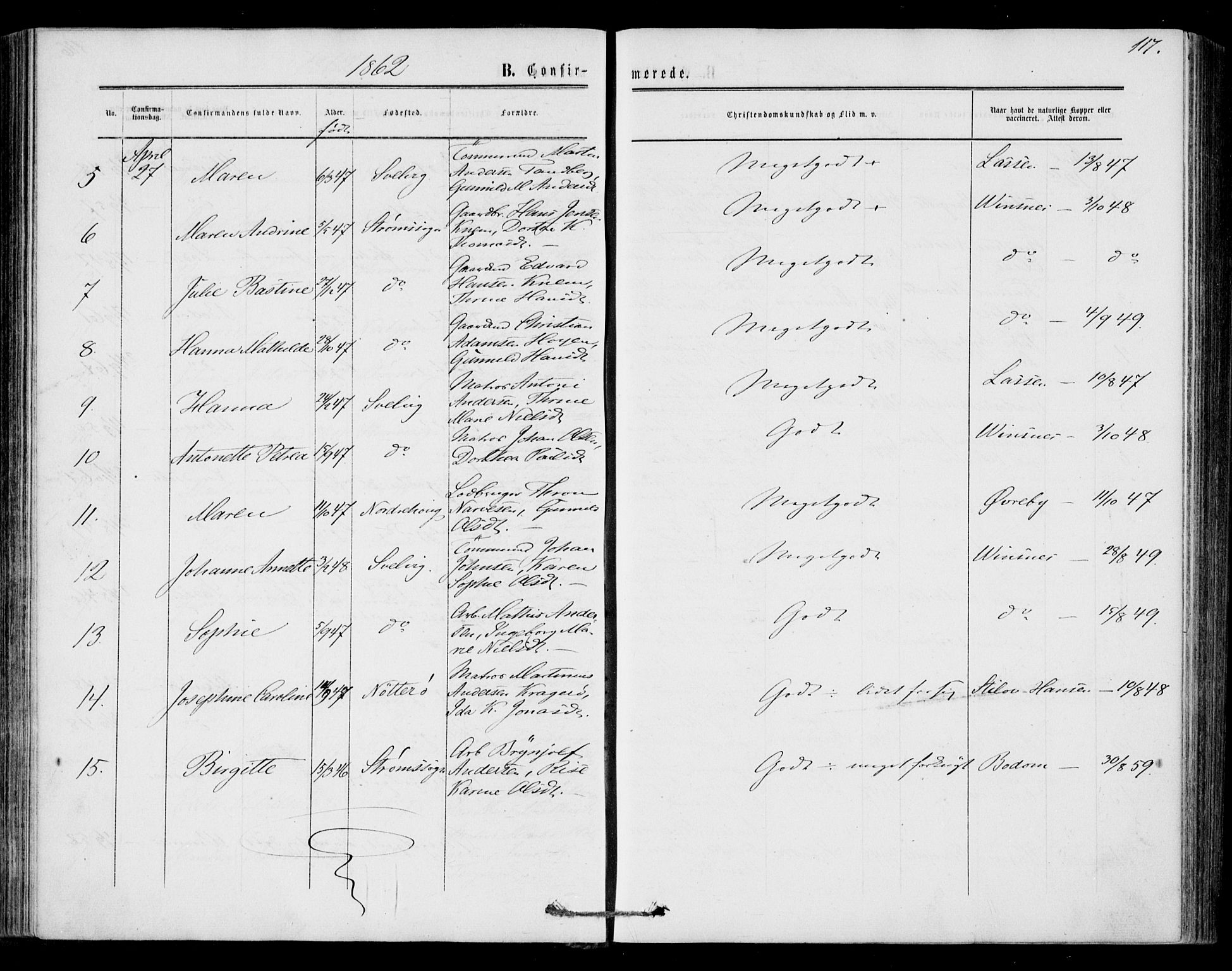 Strømm kirkebøker, AV/SAKO-A-322/F/Fa/L0001: Ministerialbok nr. I 1, 1861-1869, s. 117