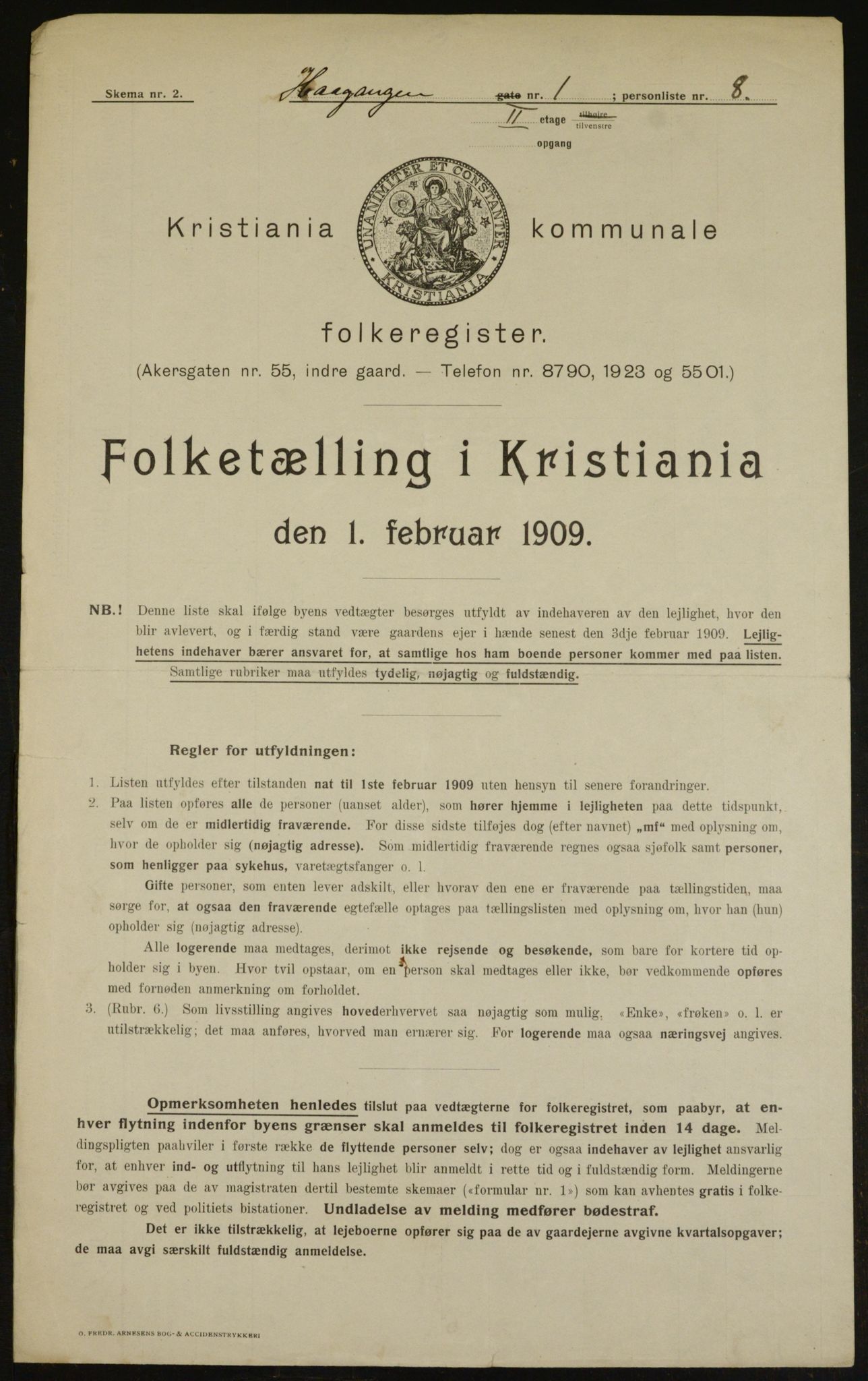 OBA, Kommunal folketelling 1.2.1909 for Kristiania kjøpstad, 1909, s. 38786