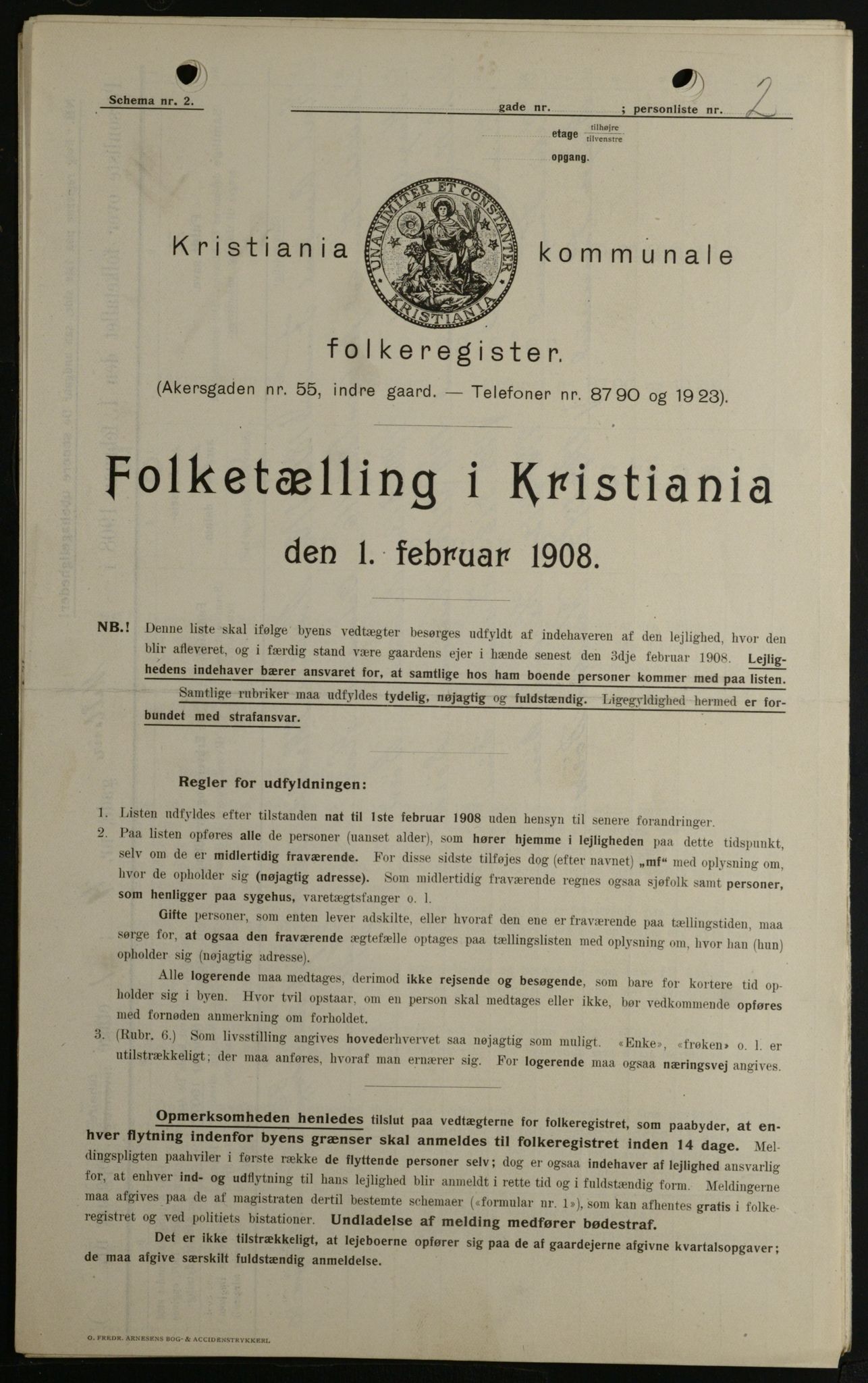 OBA, Kommunal folketelling 1.2.1908 for Kristiania kjøpstad, 1908, s. 58312