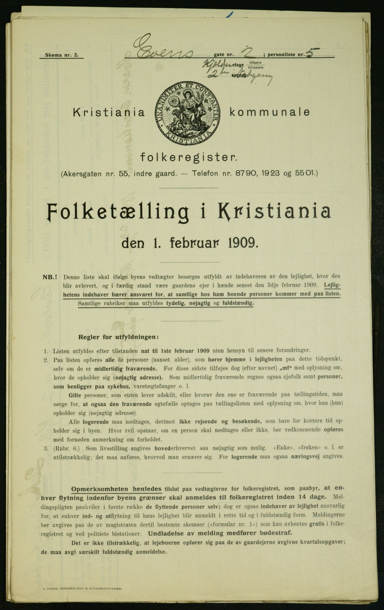 OBA, Kommunal folketelling 1.2.1909 for Kristiania kjøpstad, 1909, s. 20623