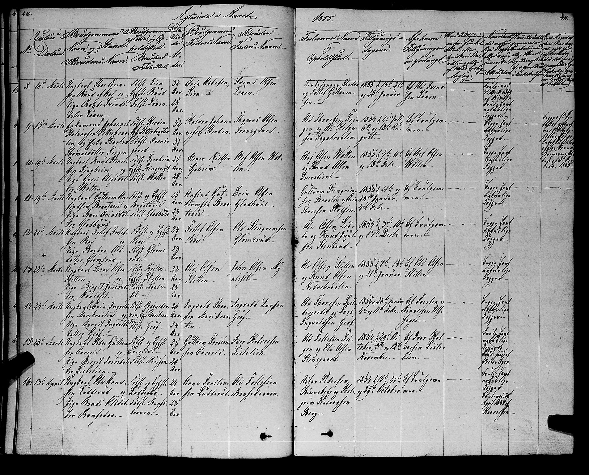 Gol kirkebøker, AV/SAKO-A-226/F/Fa/L0002: Ministerialbok nr. I 2, 1837-1863, s. 410-411