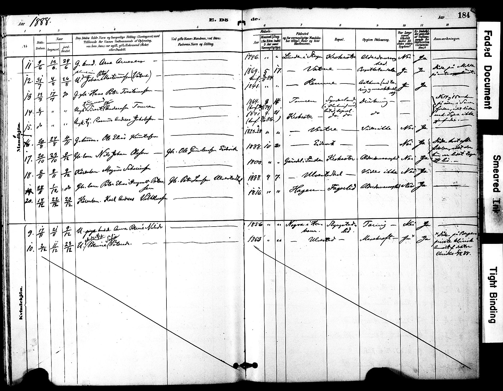 Ministerialprotokoller, klokkerbøker og fødselsregistre - Møre og Romsdal, SAT/A-1454/525/L0374: Ministerialbok nr. 525A04, 1880-1899, s. 184