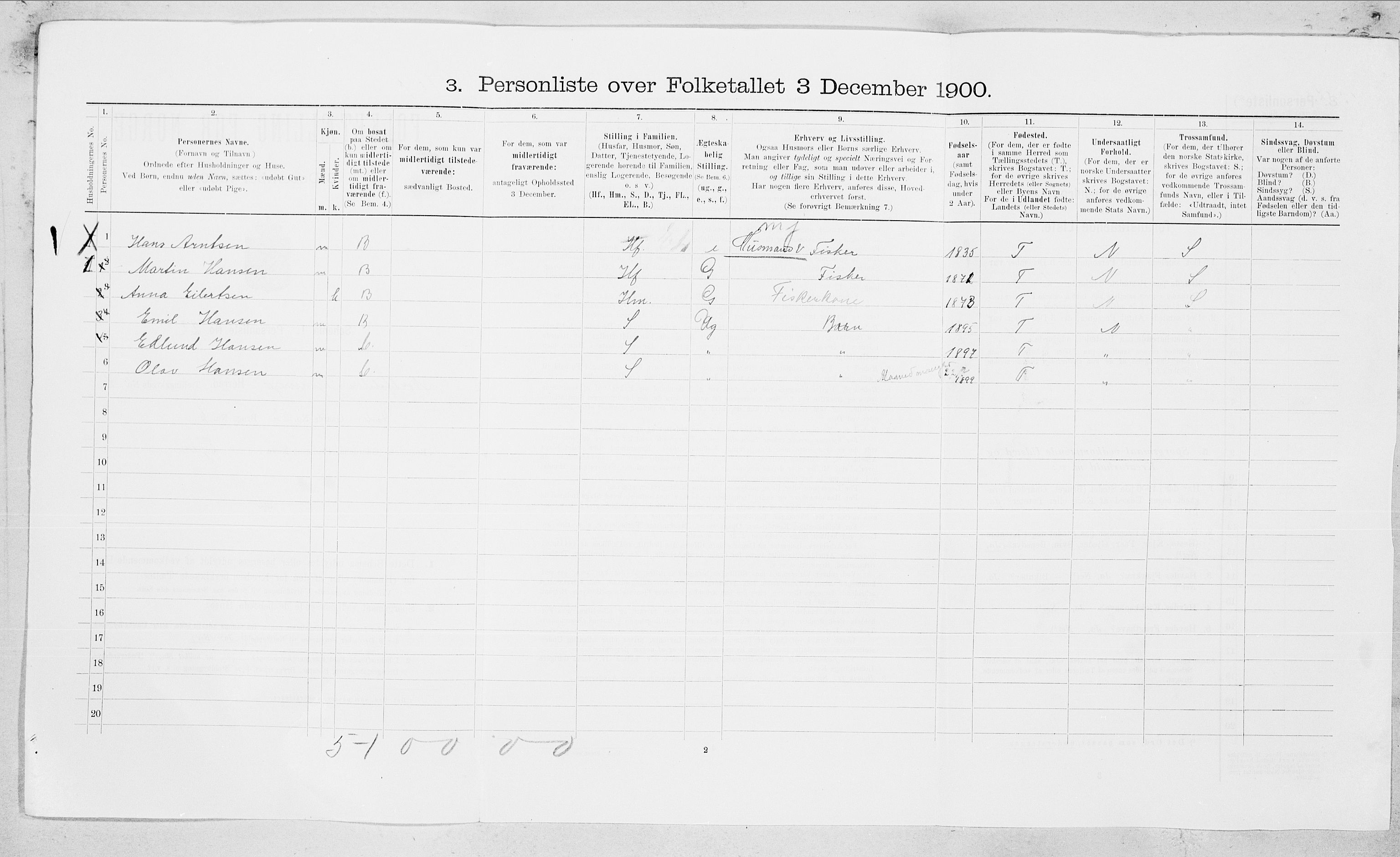 SAT, Folketelling 1900 for 1846 Nordfold-Kjerringøy herred, 1900, s. 61