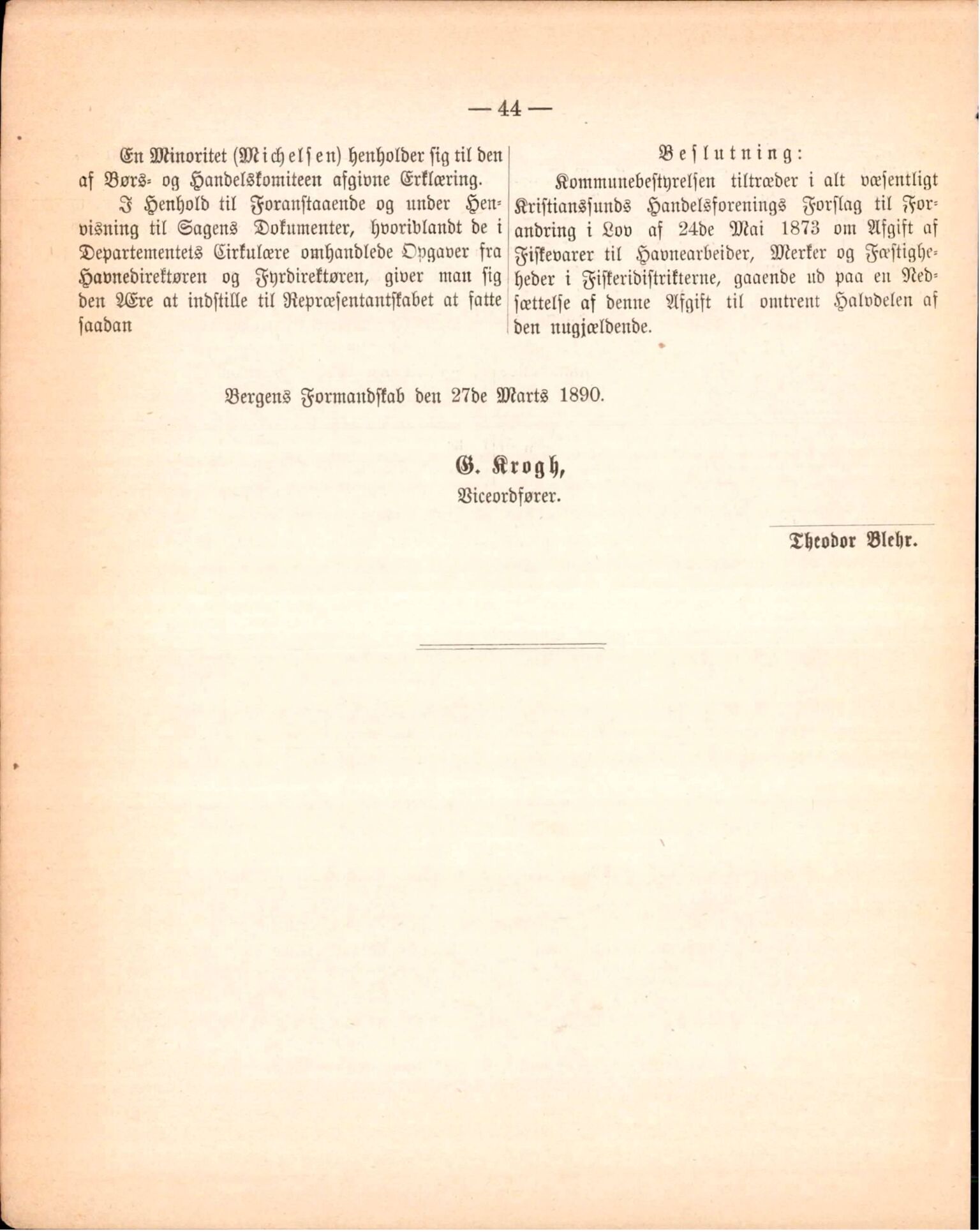 Bergen kommune. Formannskapet, BBA/A-0003/Ad/L0045: Bergens Kommuneforhandlinger, 1890