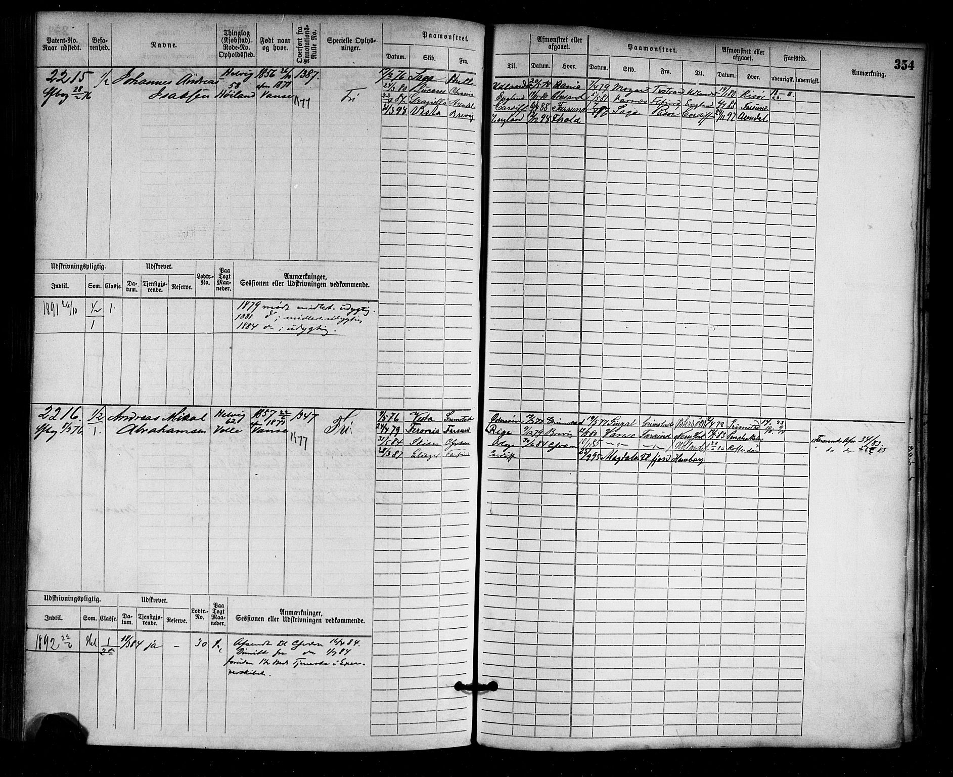 Farsund mønstringskrets, AV/SAK-2031-0017/F/Fb/L0003: Hovedrulle nr 1509-2274, M-6, 1868-1915, s. 360