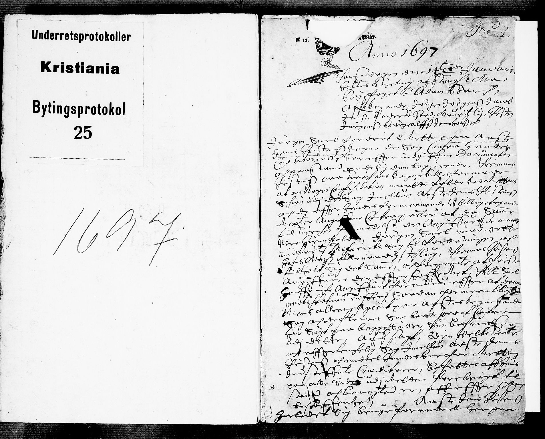 Christiania byfogd, AV/SAO-A-11543/F/Fb/L0025: Tingbok, 1697, s. 0b-1a