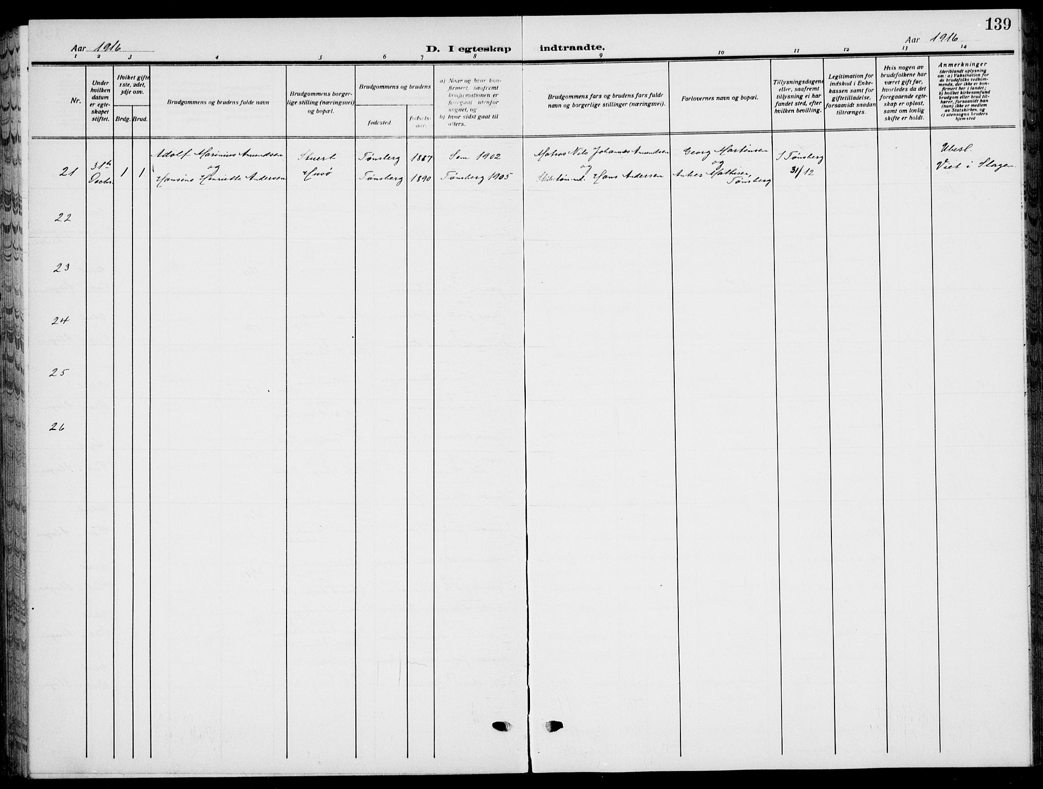 Sem kirkebøker, AV/SAKO-A-5/G/Gb/L0004: Klokkerbok nr. II 4, 1914-1937, s. 139