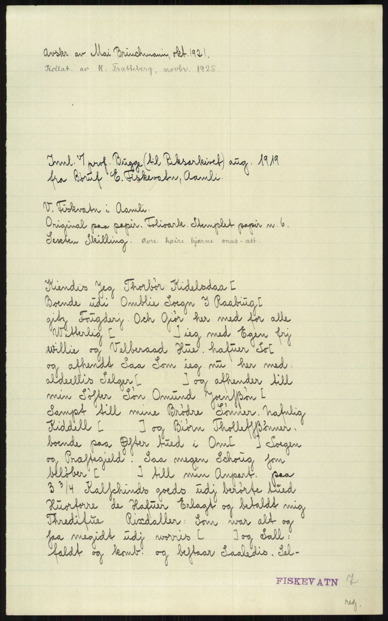 Samlinger til kildeutgivelse, Diplomavskriftsamlingen, AV/RA-EA-4053/H/Ha, s. 1919