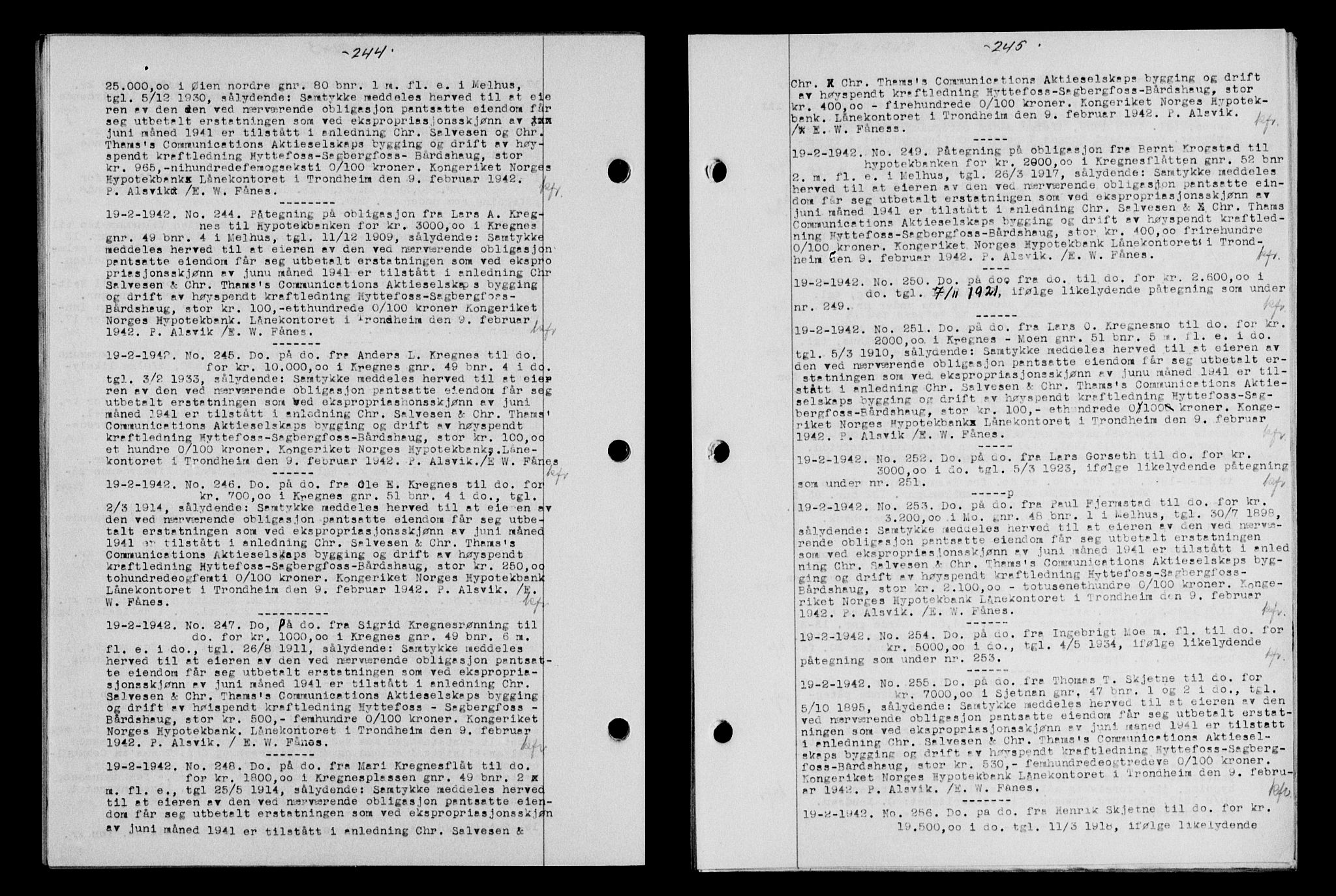 Gauldal sorenskriveri, SAT/A-0014/1/2/2C/L0054: Pantebok nr. 59, 1941-1942, Dagboknr: 244/1942