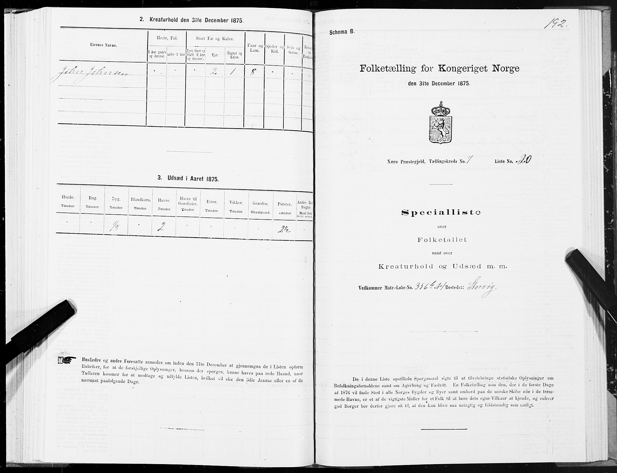 SAT, Folketelling 1875 for 1751P Nærøy prestegjeld, 1875, s. 3192