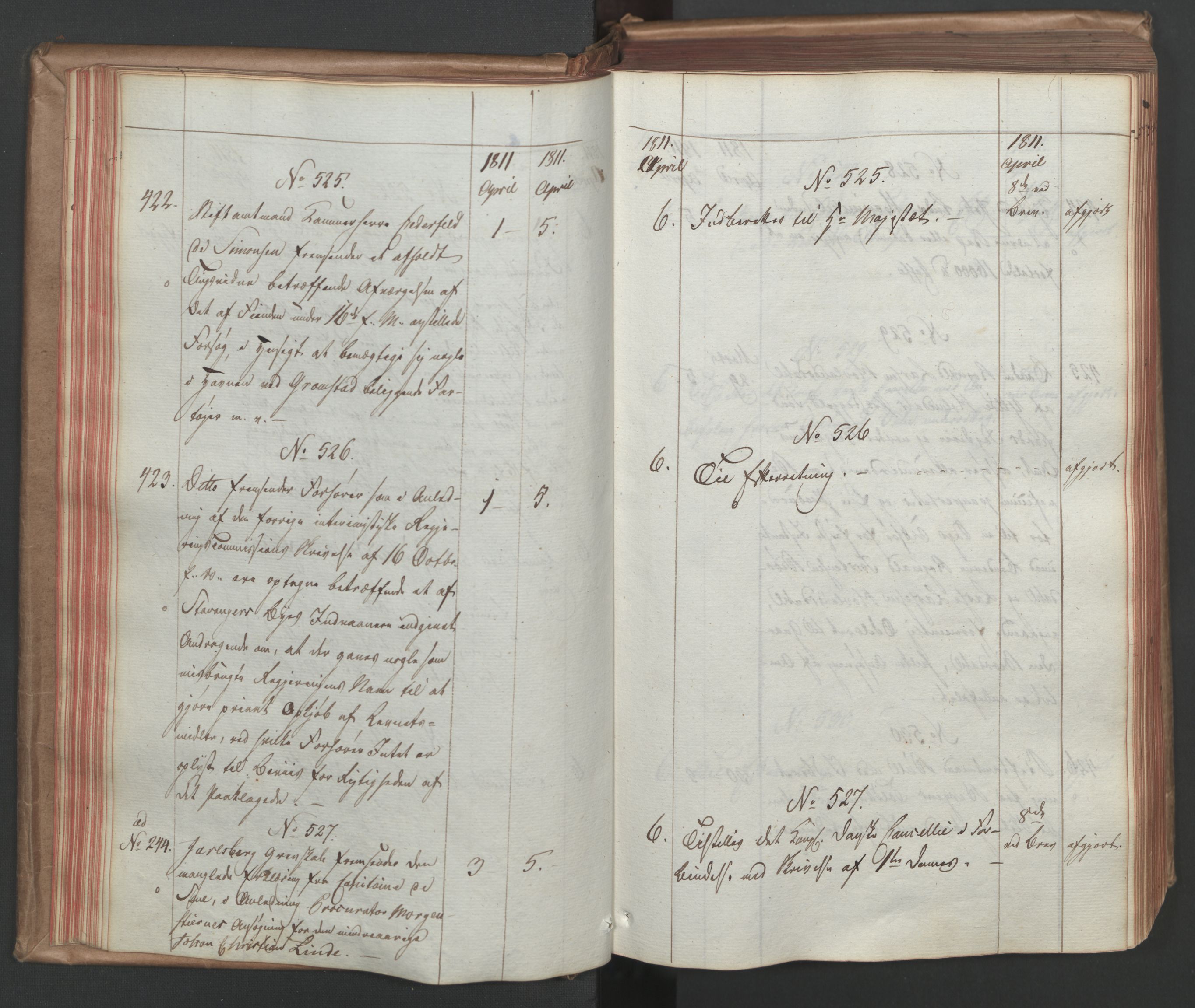 Stattholderembetet 1810-1814, 1. kontor (Kontor A), AV/RA-EA-2872/Ab/L0002: Referatprotokoll,  j.nr. 310-1243,  l.nr. 380-1588, 1811, s. 45