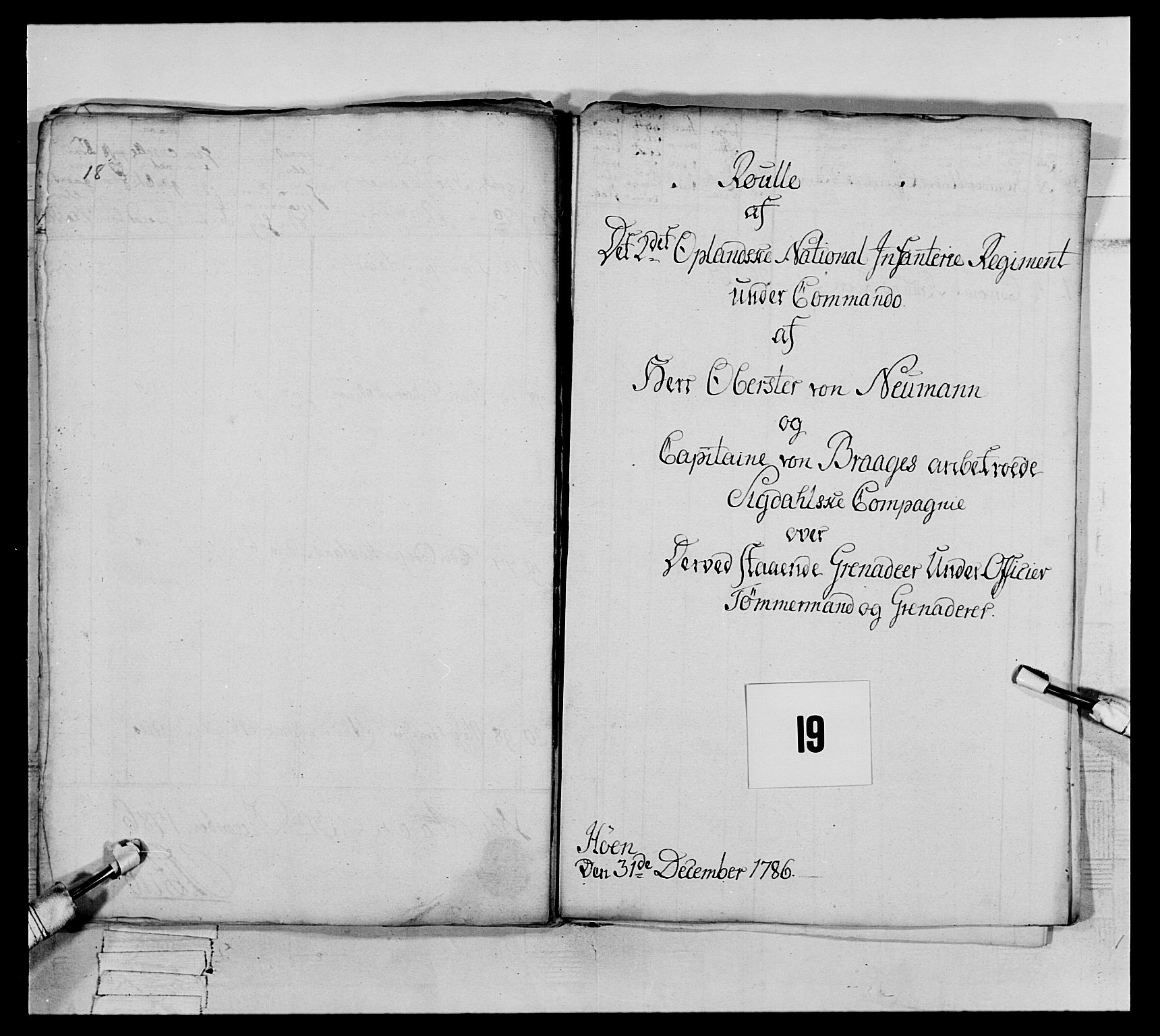 Generalitets- og kommissariatskollegiet, Det kongelige norske kommissariatskollegium, AV/RA-EA-5420/E/Eh/L0065: 2. Opplandske nasjonale infanteriregiment, 1786-1789, s. 127