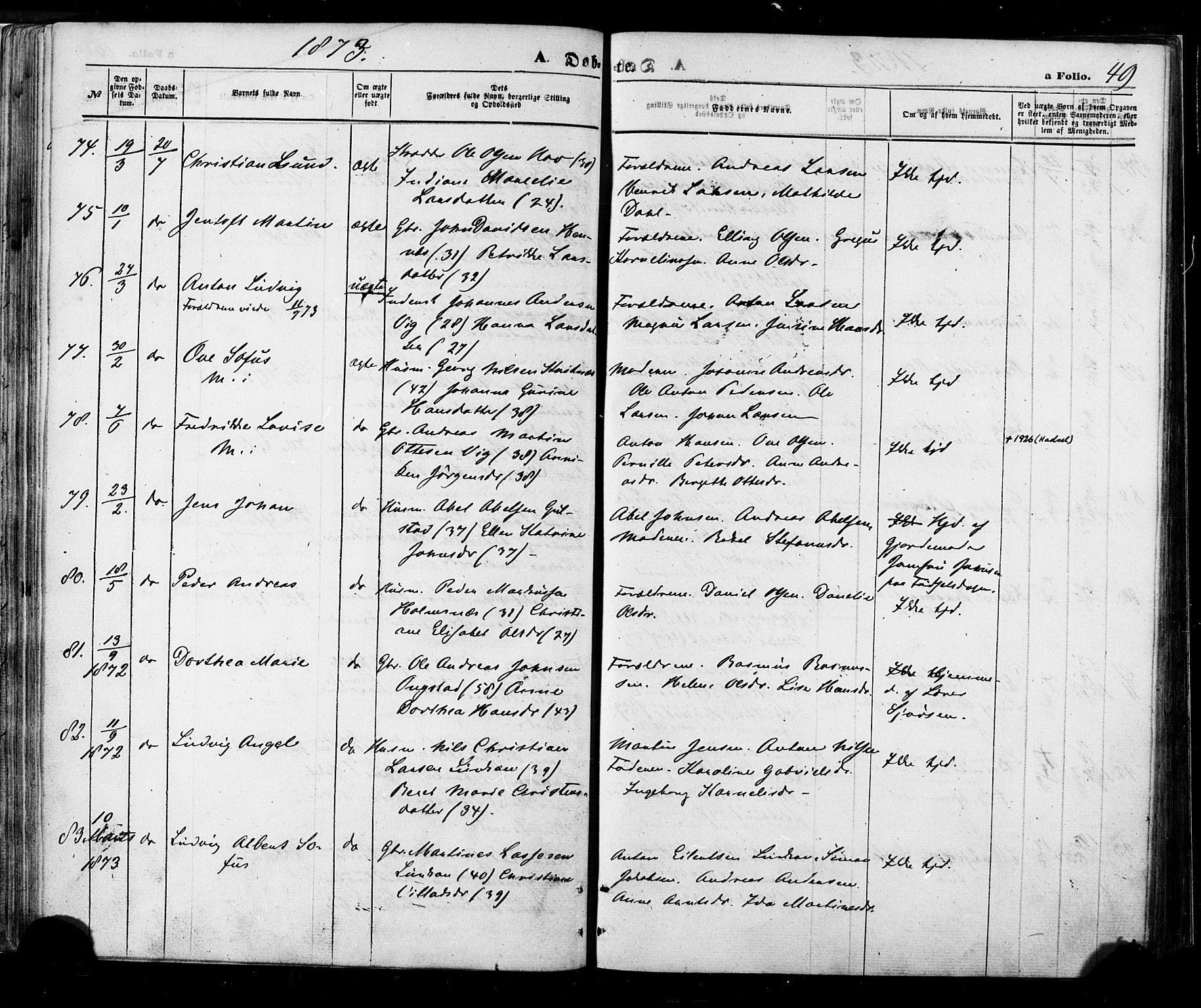 Ministerialprotokoller, klokkerbøker og fødselsregistre - Nordland, AV/SAT-A-1459/888/L1242: Ministerialbok nr. 888A08, 1870-1875, s. 49