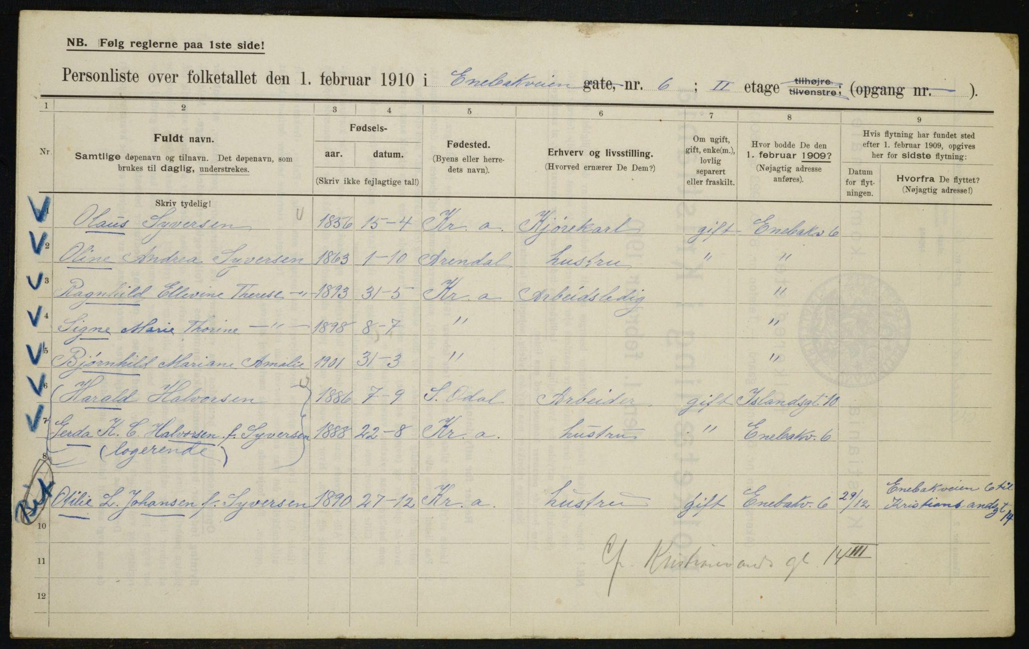 OBA, Kommunal folketelling 1.2.1910 for Kristiania, 1910, s. 19217