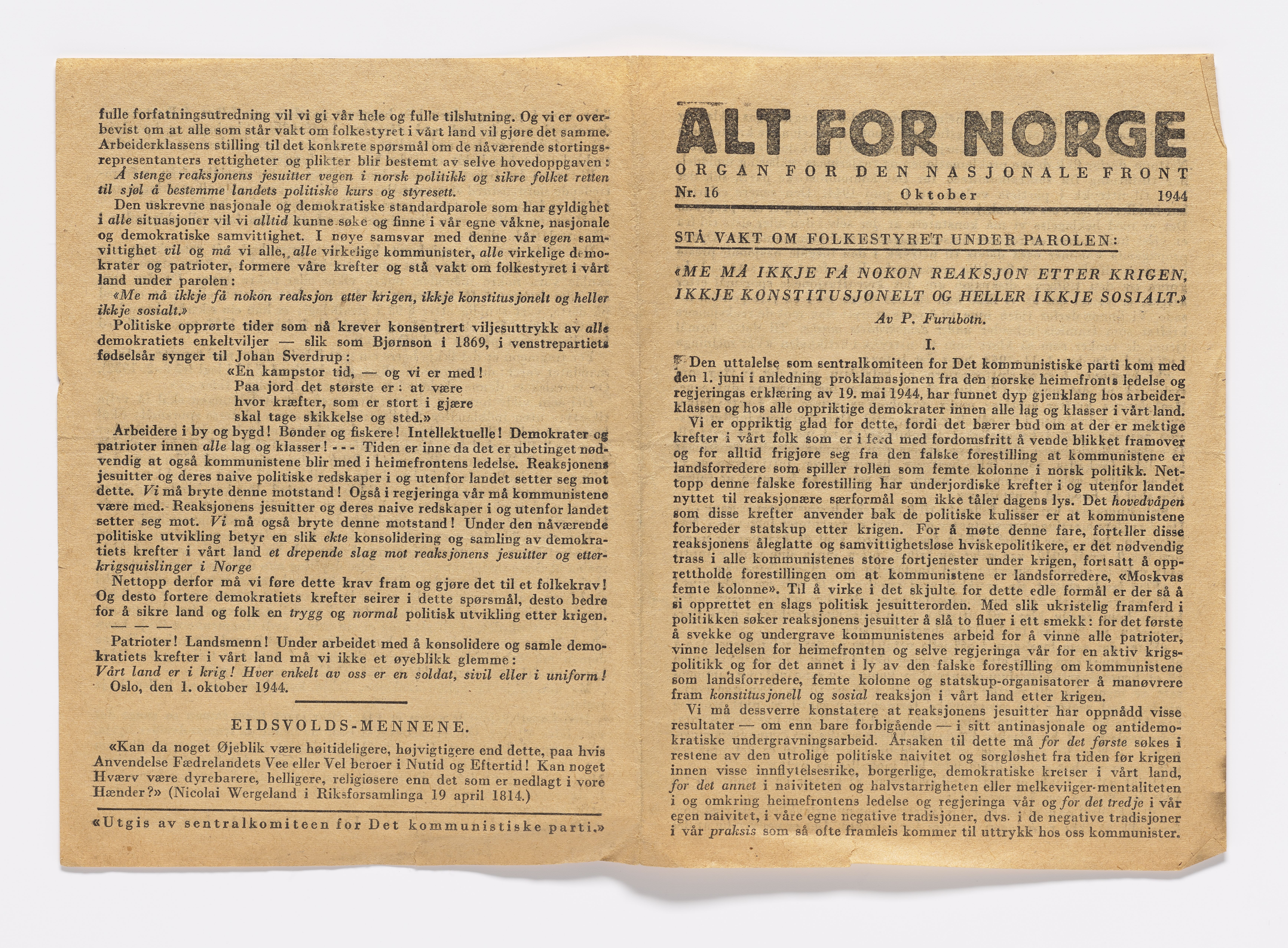 Thomas Rønnow, AFM/GRI-1014/Z/Za/L0001/0003: Pampletter og avis / Alt for Norge, 1944-1945