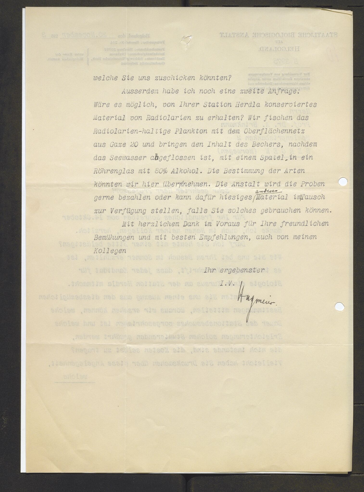 Bergens Museum, AV/SAB-A-17301/13/D/L0002: Korrespondanse , 1928-1940, s. 504