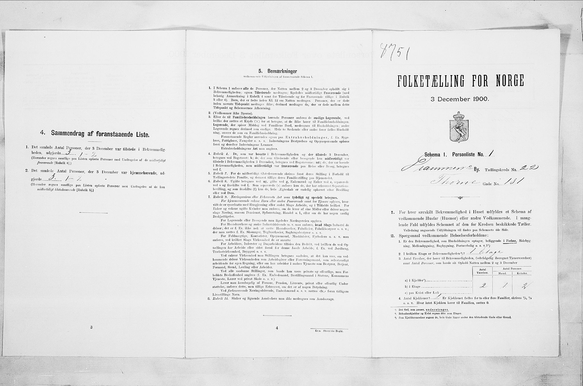 RA, Folketelling 1900 for 0602 Drammen kjøpstad, 1900, s. 3725