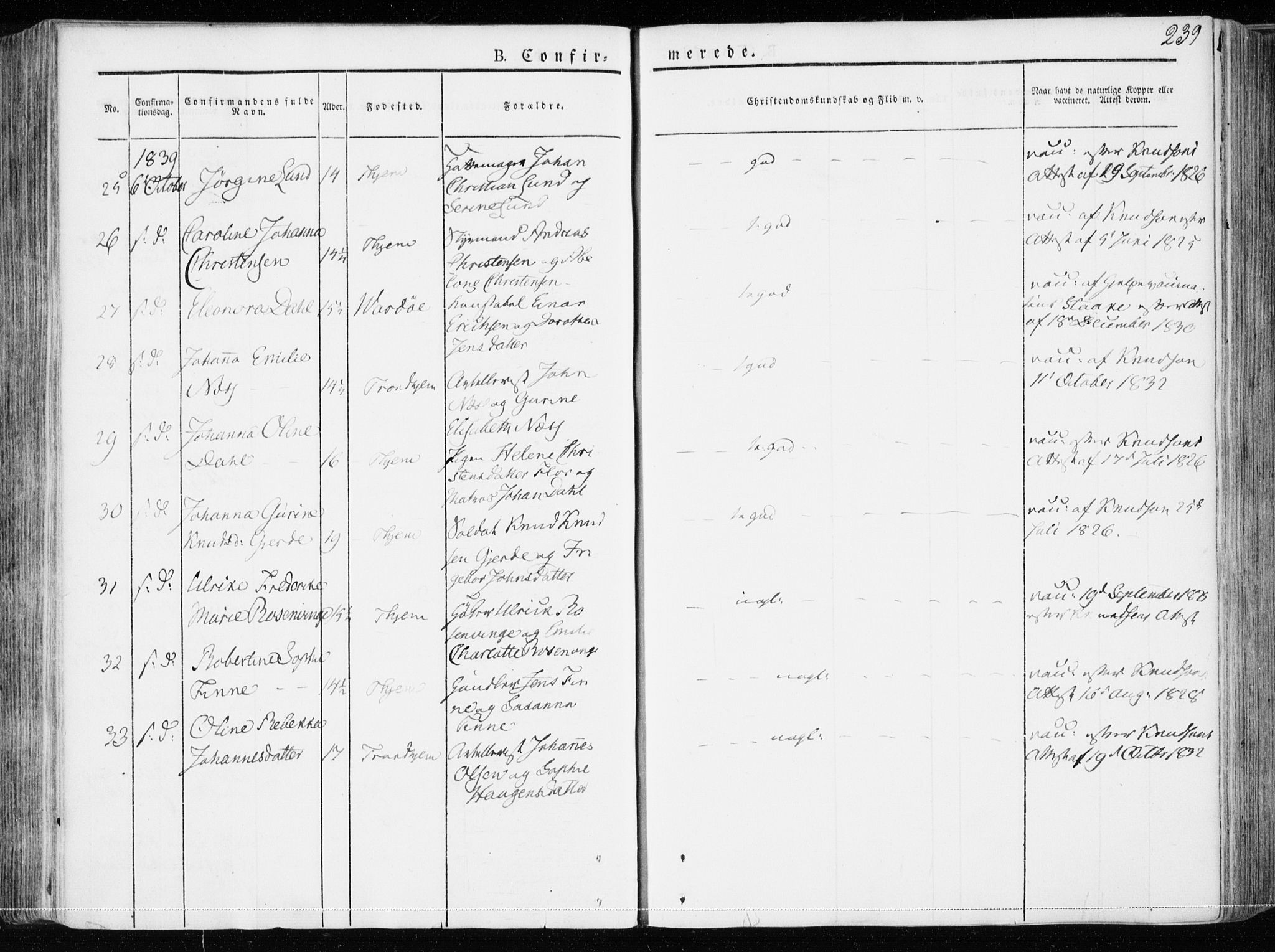 Ministerialprotokoller, klokkerbøker og fødselsregistre - Sør-Trøndelag, SAT/A-1456/601/L0047: Ministerialbok nr. 601A15, 1831-1839, s. 239