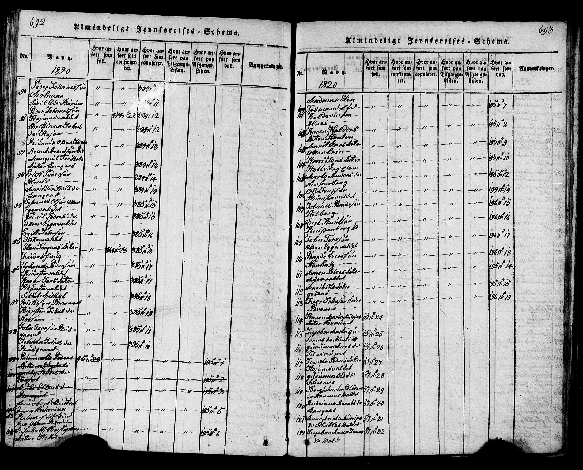 Ministerialprotokoller, klokkerbøker og fødselsregistre - Nord-Trøndelag, SAT/A-1458/717/L0169: Klokkerbok nr. 717C01, 1816-1834, s. 692-693