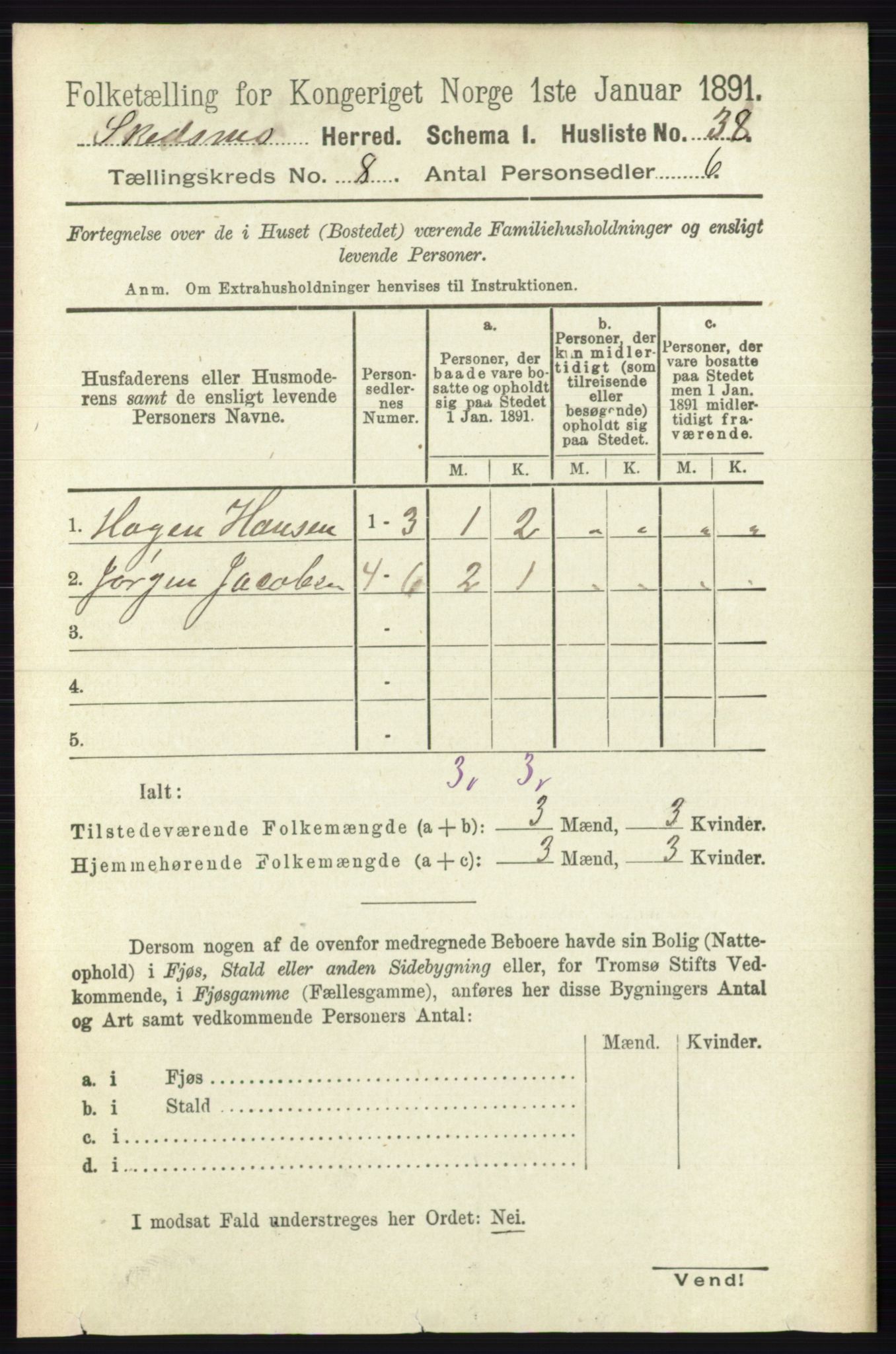 RA, Folketelling 1891 for 0231 Skedsmo herred, 1891, s. 3848