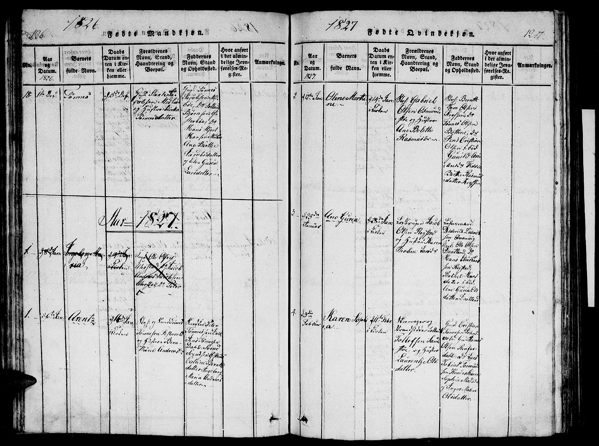 Flekkefjord sokneprestkontor, AV/SAK-1111-0012/F/Fb/Fbb/L0001: Klokkerbok nr. B 1, 1815-1830, s. 126-127