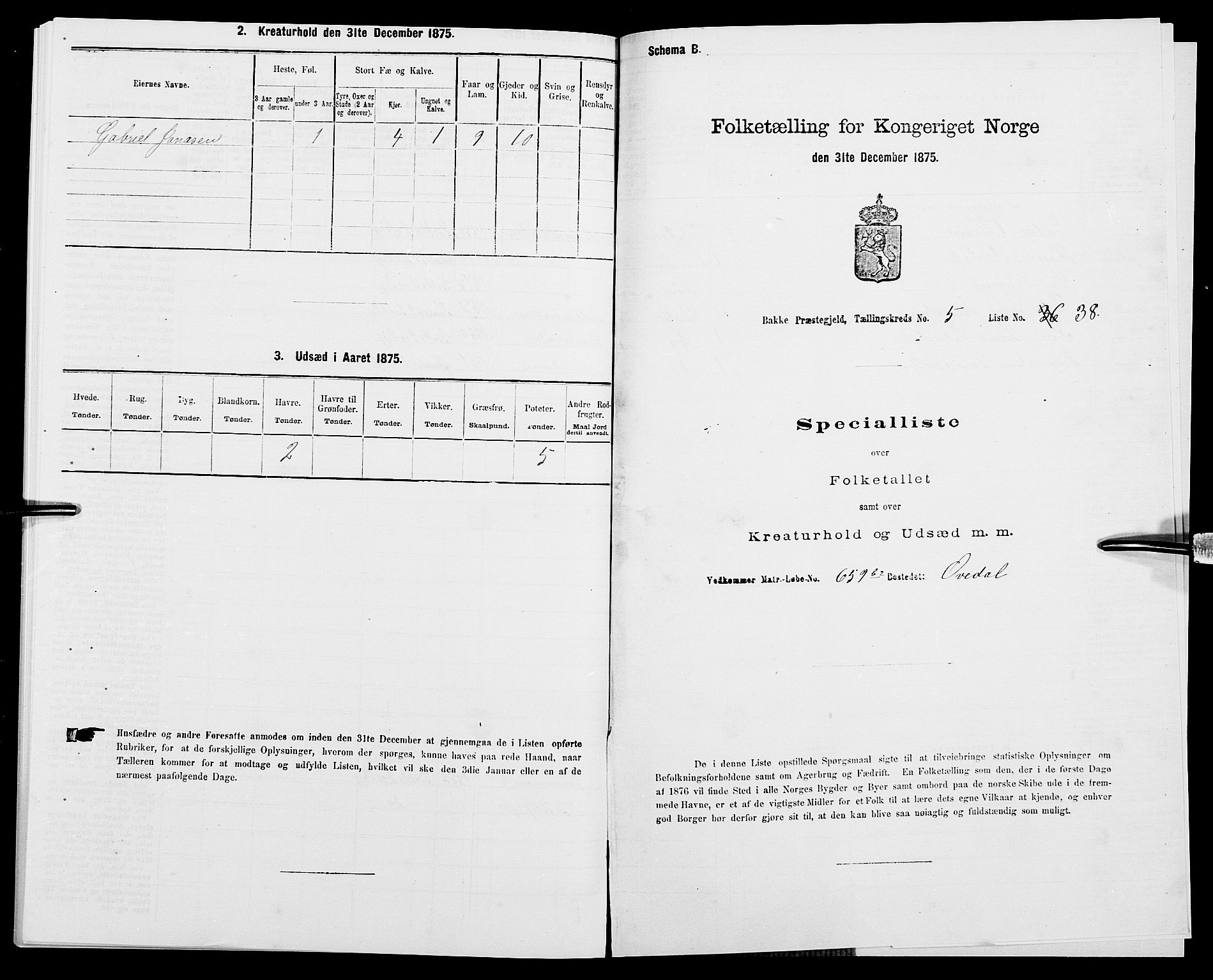 SAK, Folketelling 1875 for 1045P Bakke prestegjeld, 1875, s. 561