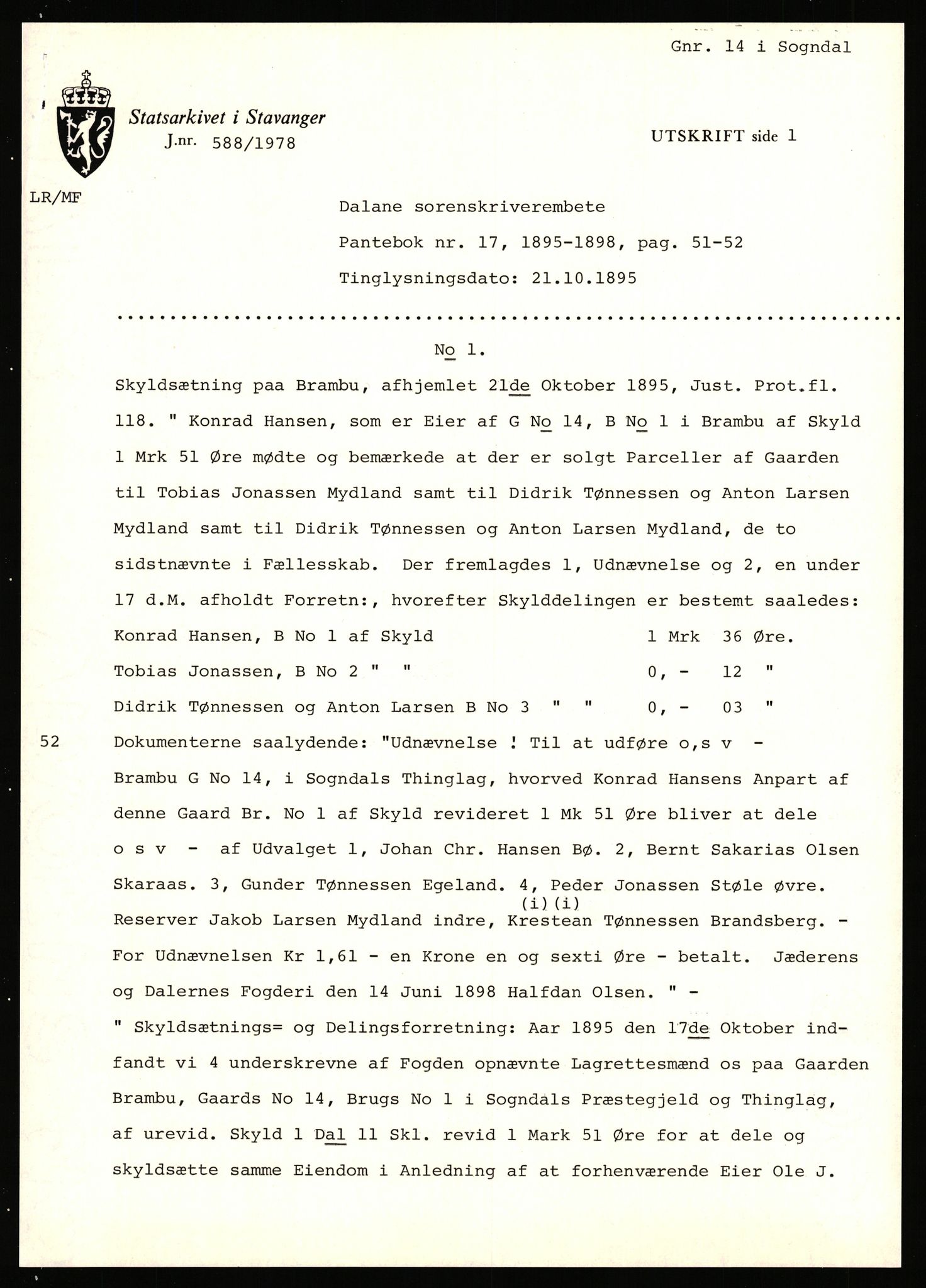 Statsarkivet i Stavanger, SAST/A-101971/03/Y/Yj/L0011: Avskrifter sortert etter gårdsnavn: Bratland i Vikedal - Brommeland, 1750-1930, s. 386