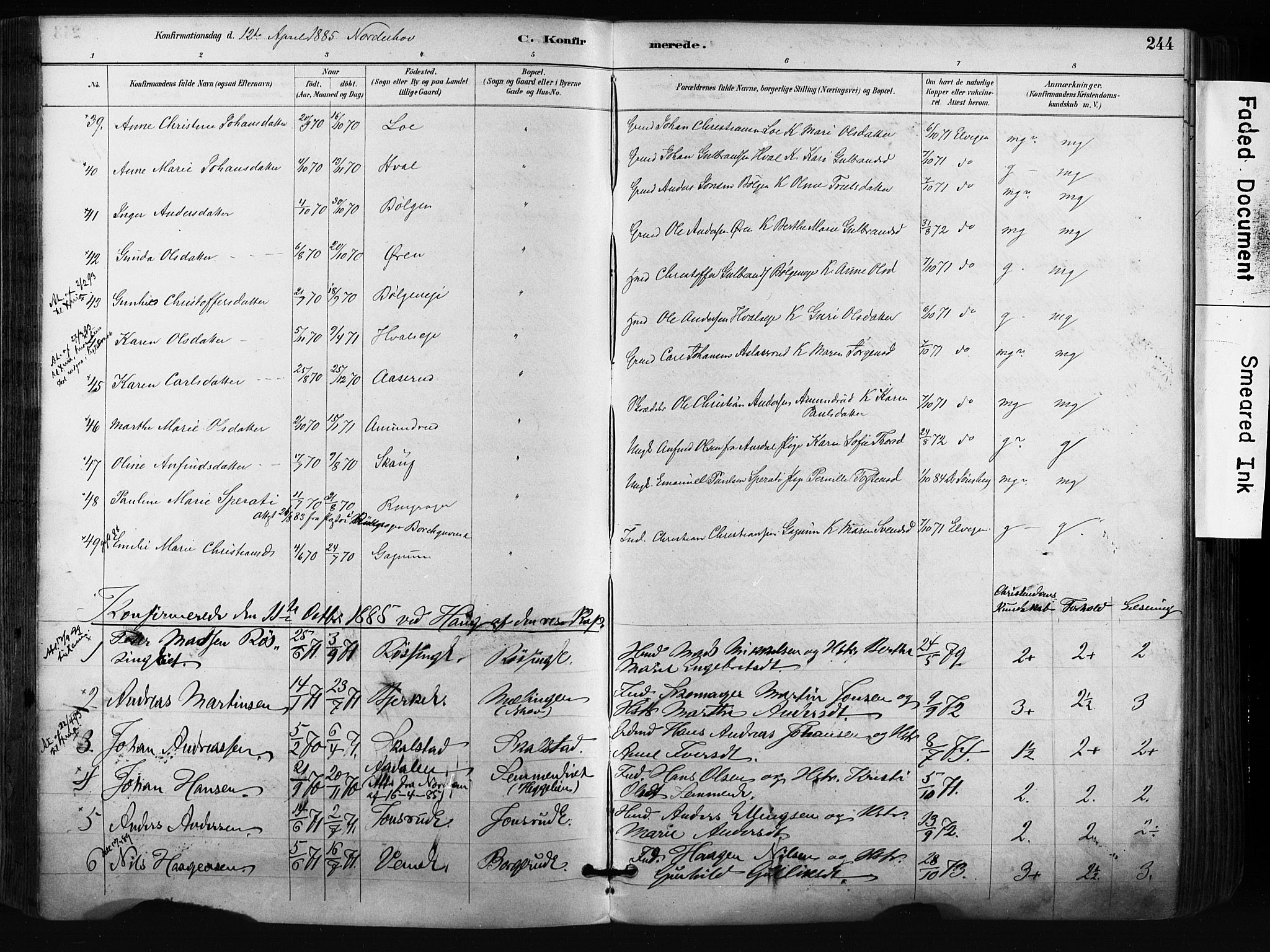 Norderhov kirkebøker, AV/SAKO-A-237/F/Fa/L0016: Ministerialbok nr. 16, 1885-1902, s. 244
