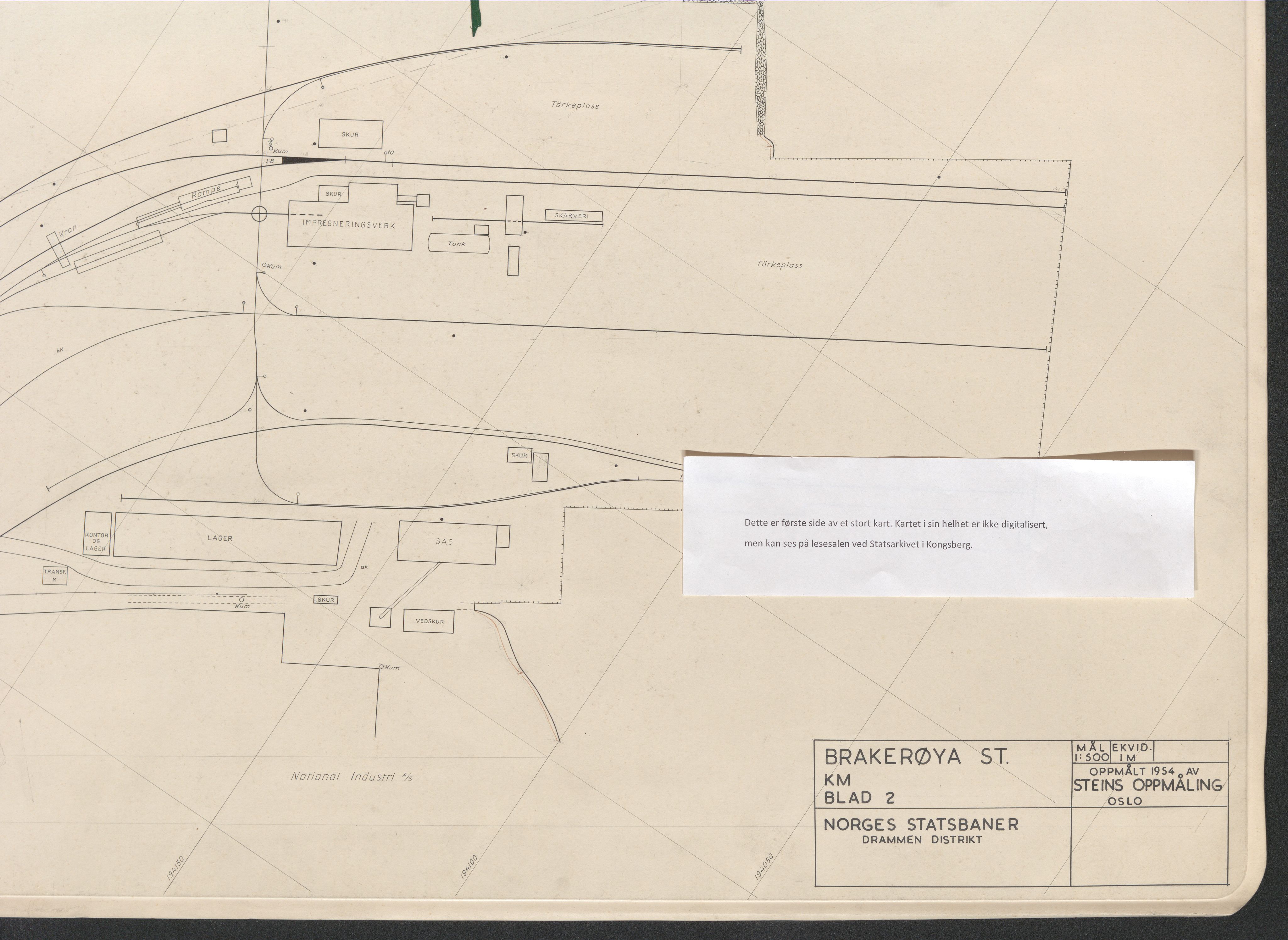 Norges Statsbaner Drammen distrikt (NSB), AV/SAKO-A-30/2.DELARKIV/T/Tm/L0001: Brakerøya, 1954, s. 2