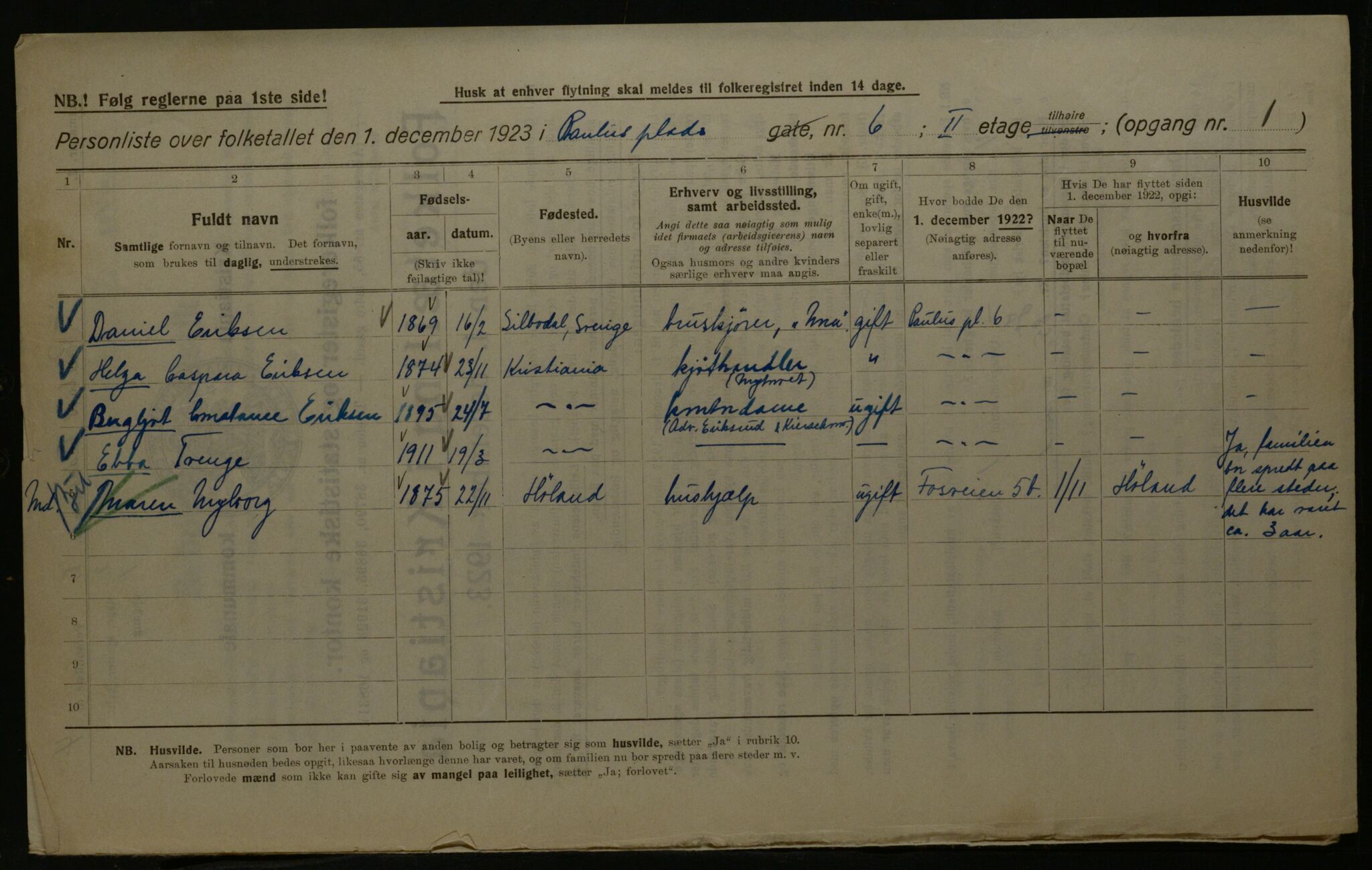 OBA, Kommunal folketelling 1.12.1923 for Kristiania, 1923, s. 86801