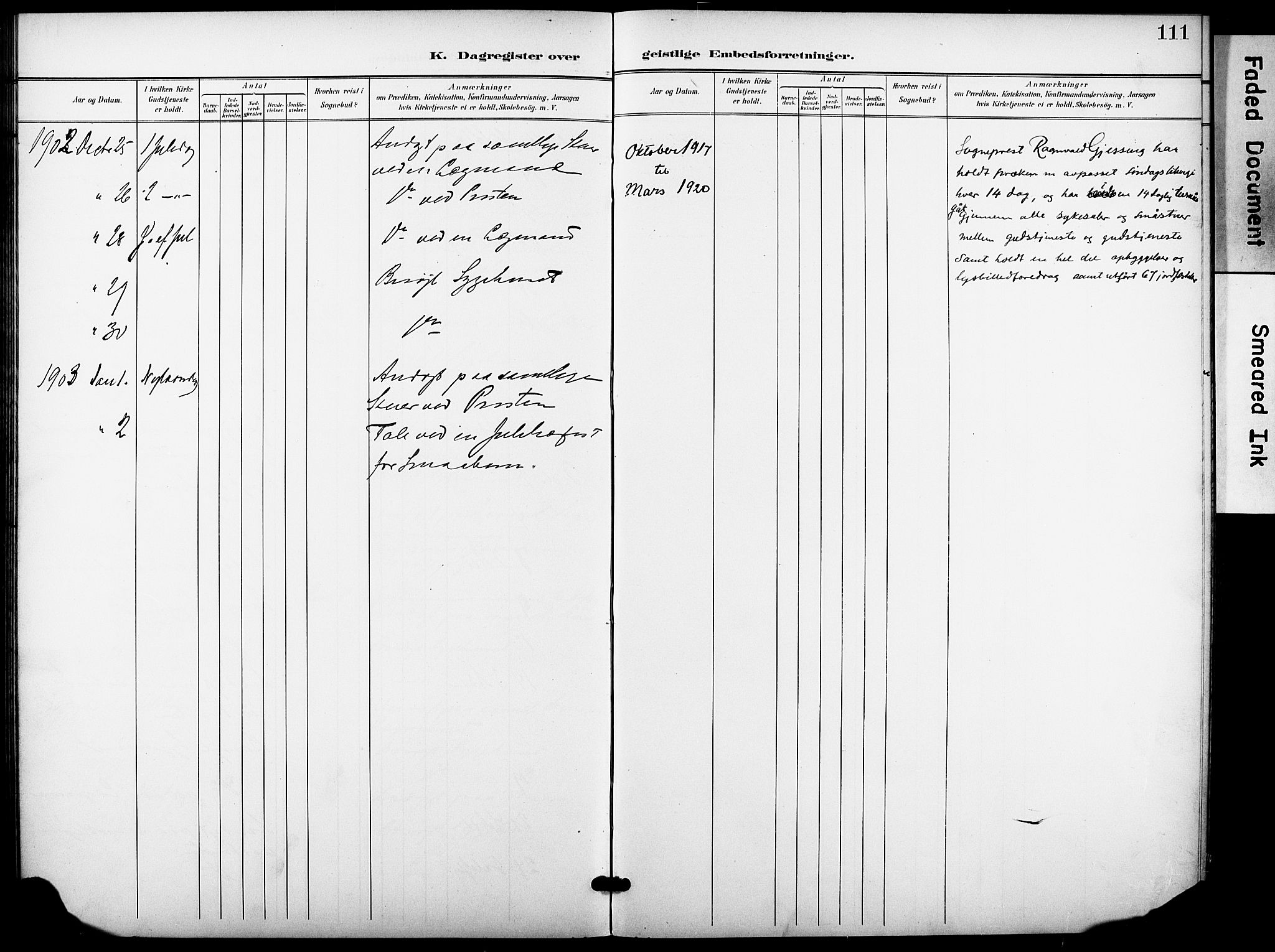 Krohgstøtten sykehusprest Kirkebøker, AV/SAO-A-10854/F/Fa/L0004: Ministerialbok nr. 4, 1900-1935, s. 111