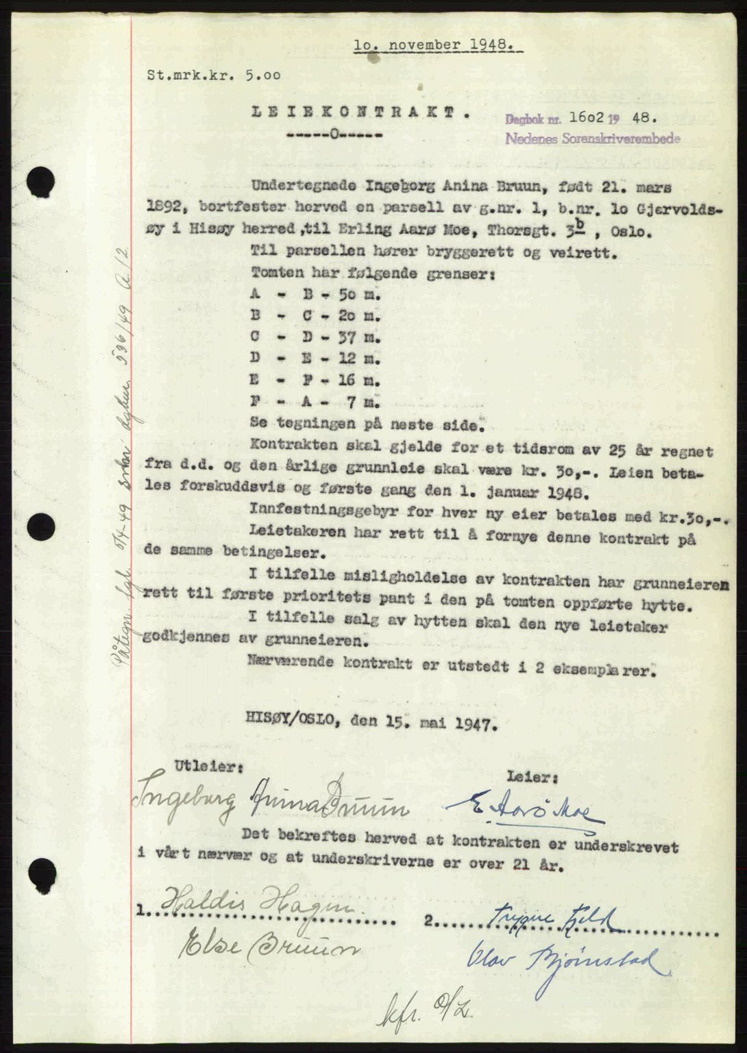 Nedenes sorenskriveri, AV/SAK-1221-0006/G/Gb/Gba/L0059: Pantebok nr. A11, 1948-1948, Dagboknr: 1602/1948