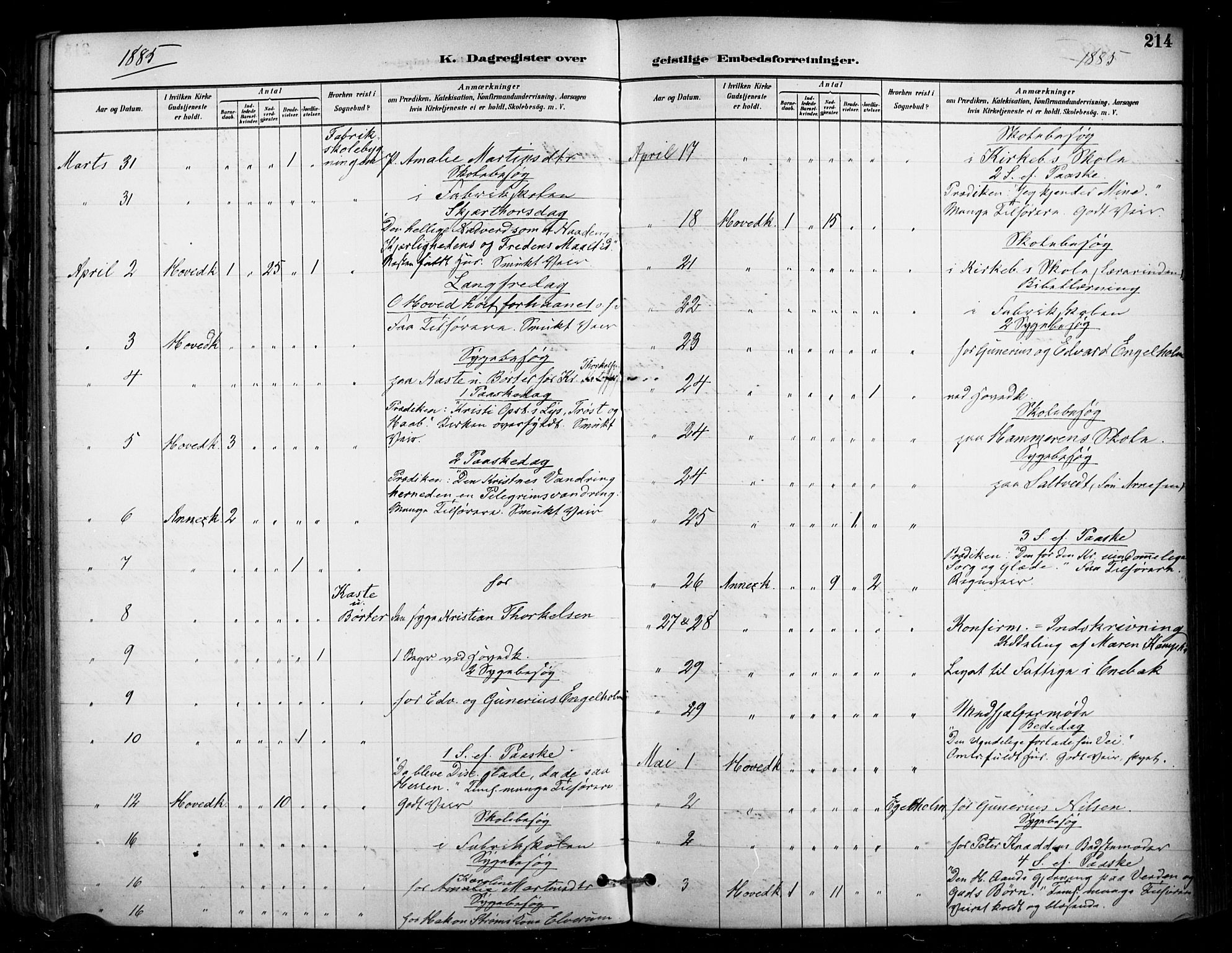Enebakk prestekontor Kirkebøker, AV/SAO-A-10171c/F/Fa/L0016: Ministerialbok nr. I 16, 1883-1898, s. 214