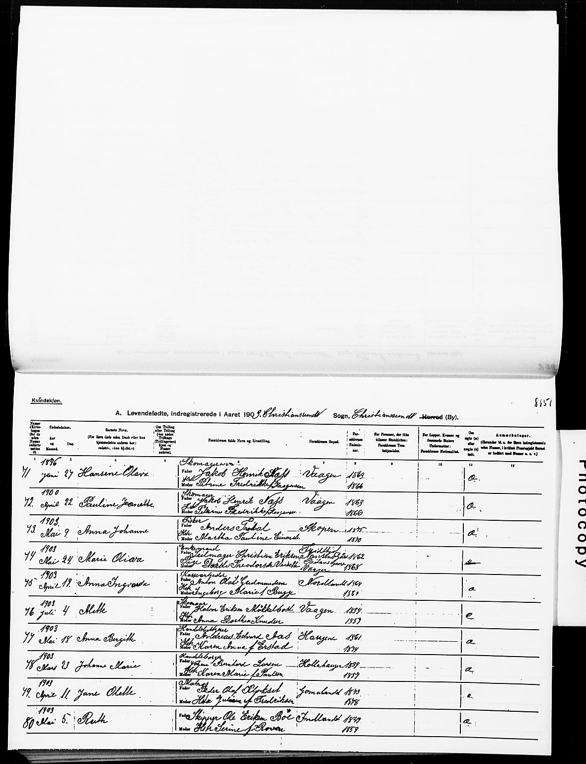 Ministerialprotokoller, klokkerbøker og fødselsregistre - Møre og Romsdal, AV/SAT-A-1454/572/L0858: Ministerialbok nr. 572D02, 1903-1912