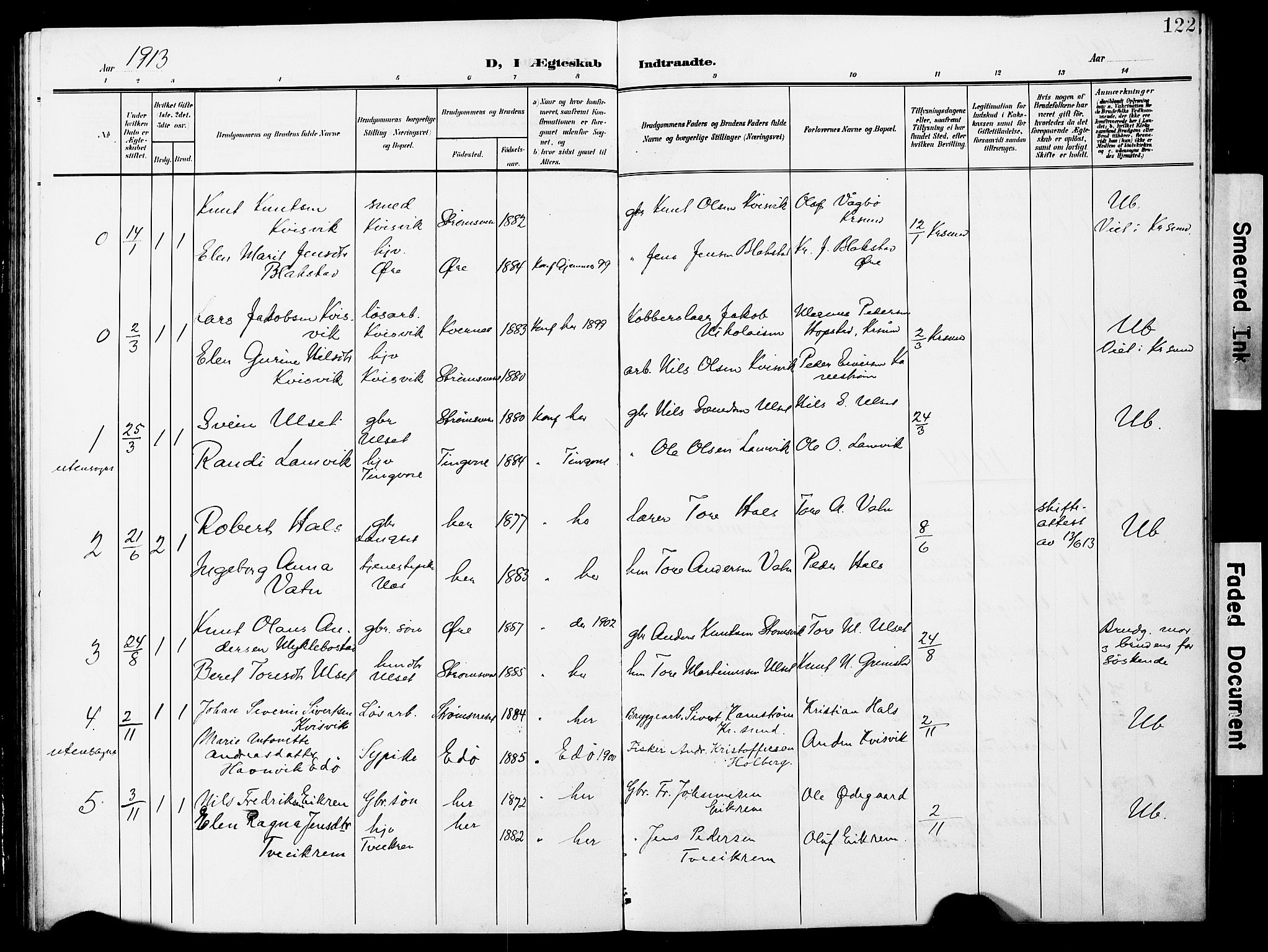 Ministerialprotokoller, klokkerbøker og fødselsregistre - Møre og Romsdal, SAT/A-1454/587/L1001: Klokkerbok nr. 587C01, 1906-1927, s. 122