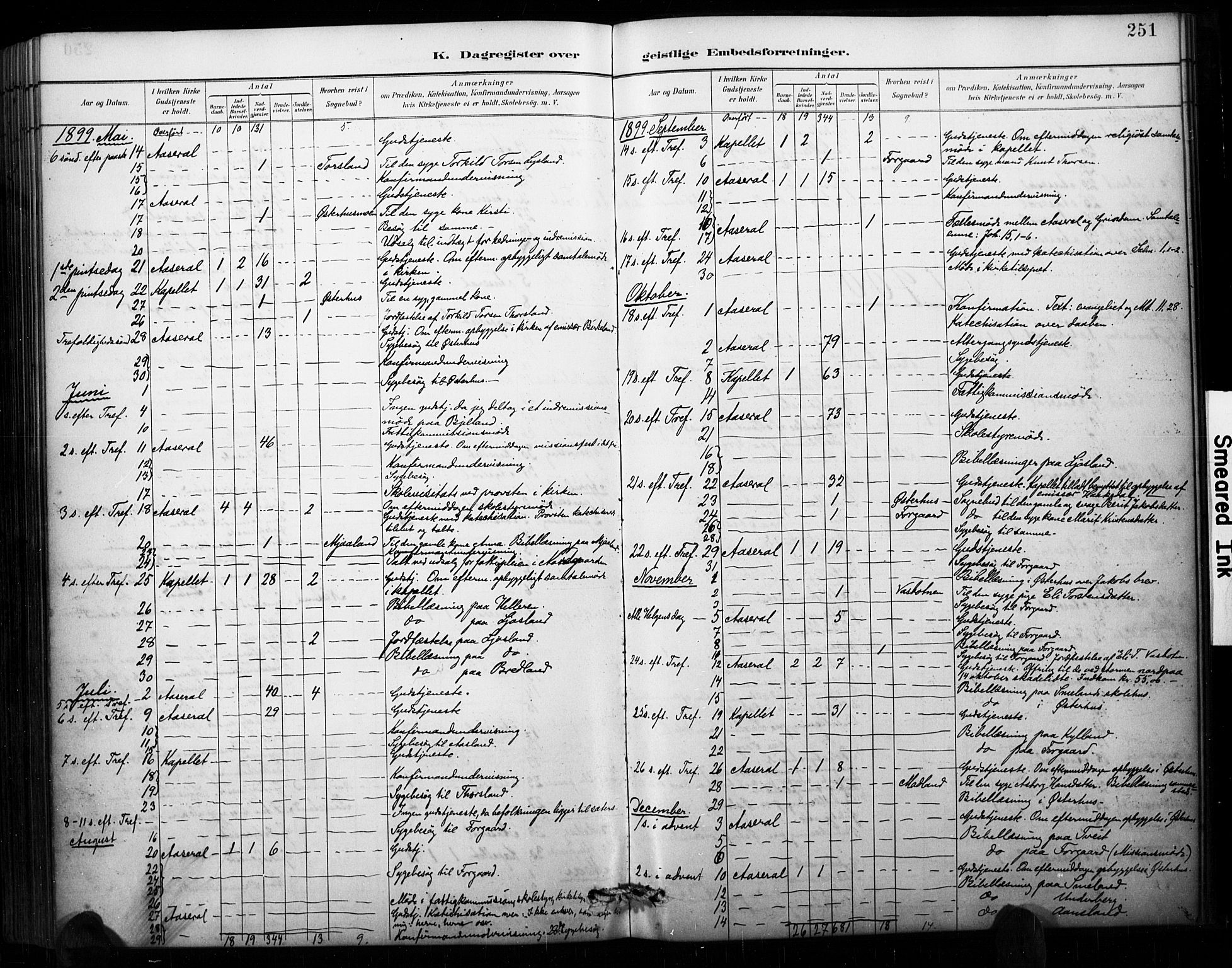 Åseral sokneprestkontor, AV/SAK-1111-0051/F/Fa/L0003: Ministerialbok nr. A 3, 1884-1901, s. 251