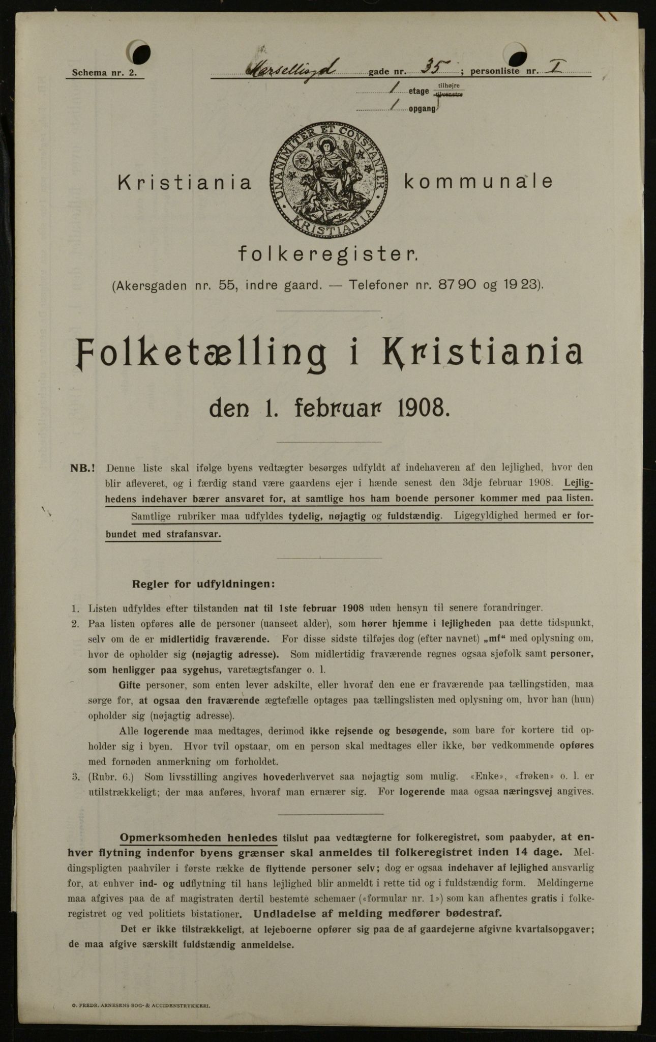 OBA, Kommunal folketelling 1.2.1908 for Kristiania kjøpstad, 1908, s. 58003