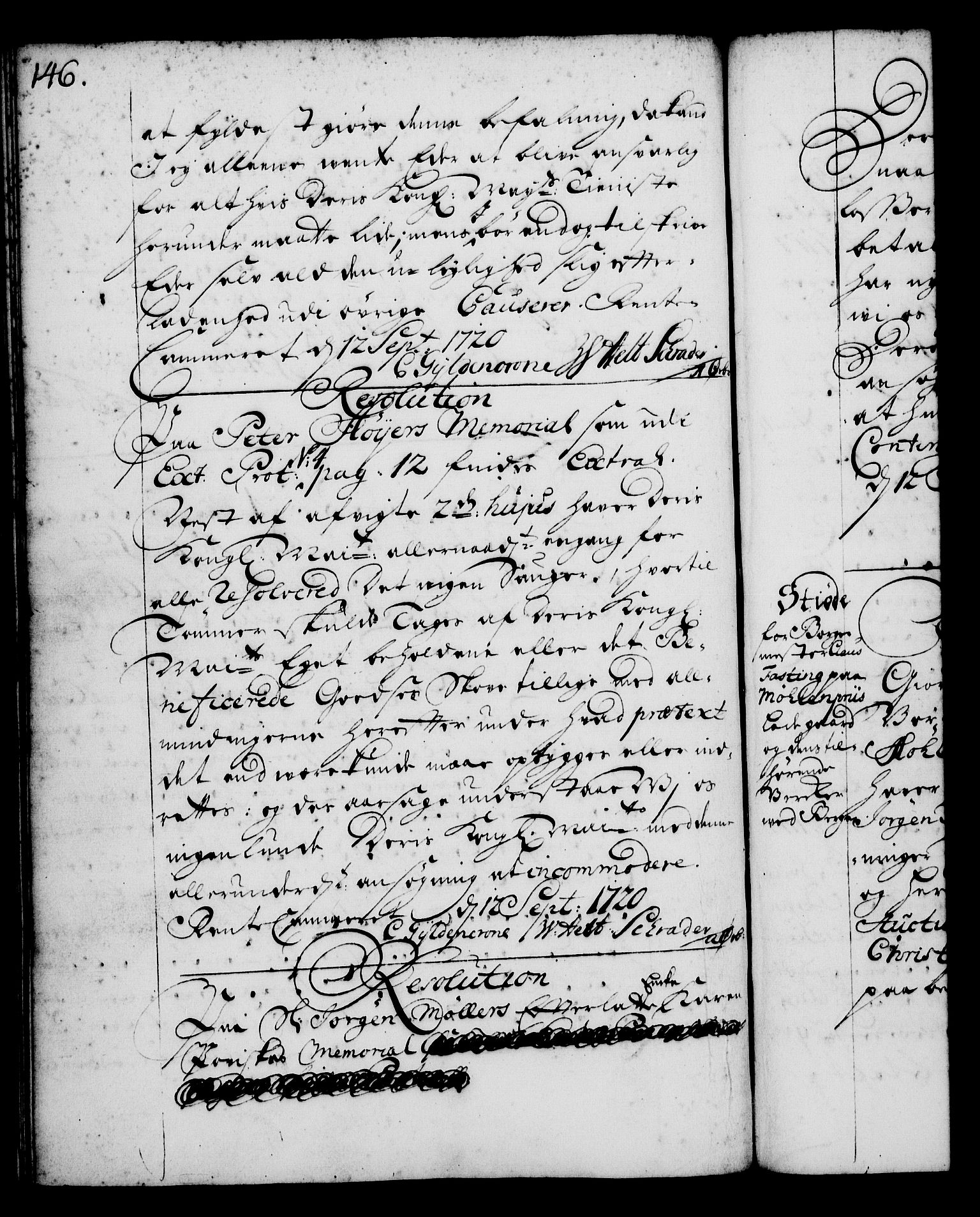 Rentekammeret, Kammerkanselliet, RA/EA-3111/G/Gg/Gga/L0001: Norsk ekspedisjonsprotokoll med register (merket RK 53.1), 1720-1723, s. 146