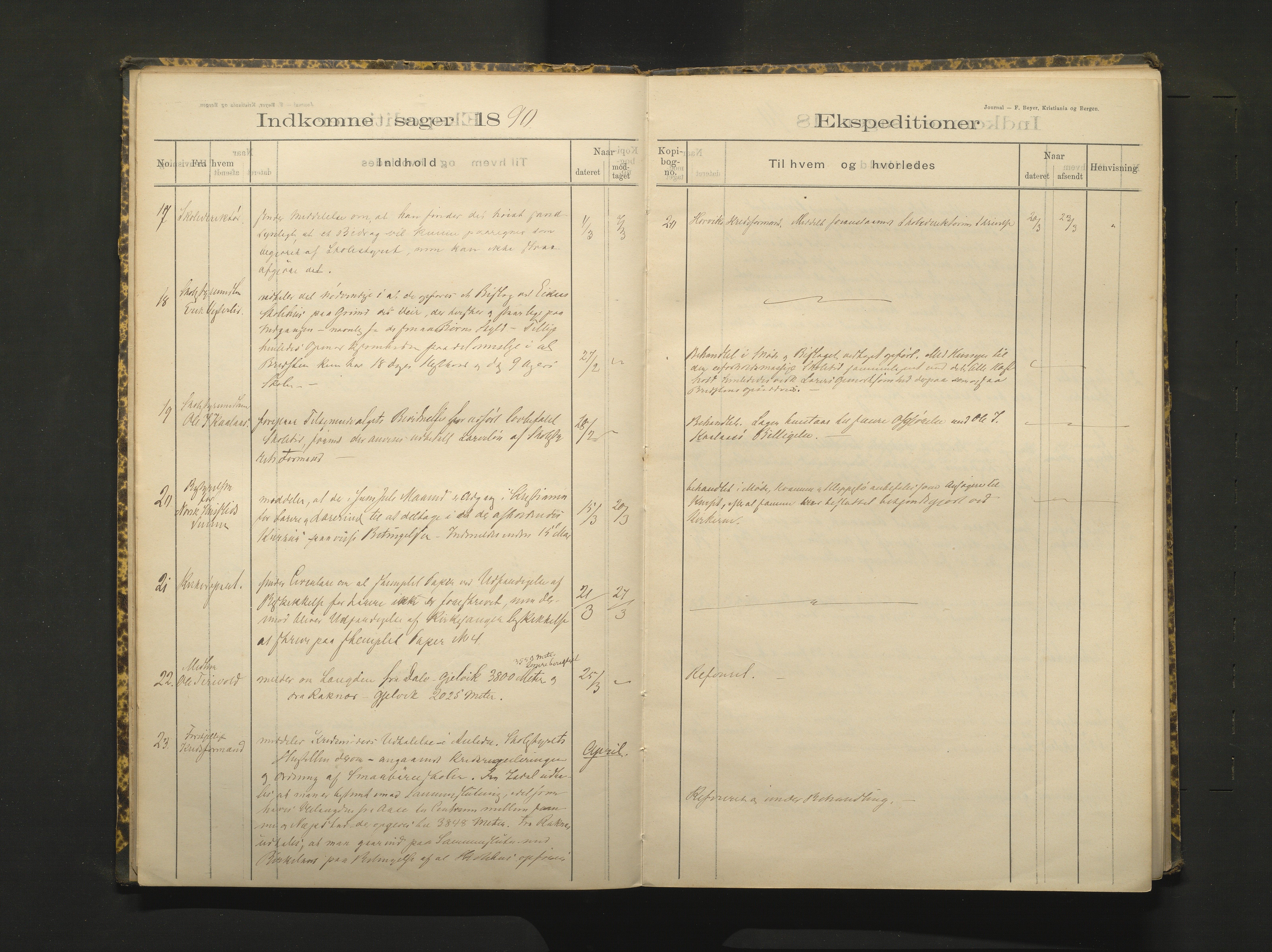 Hamre kommune. Skulestyret, IKAH/1254-211/C/Ca/L0002: Postjournal for Hamre skulestyre, 1890-1901