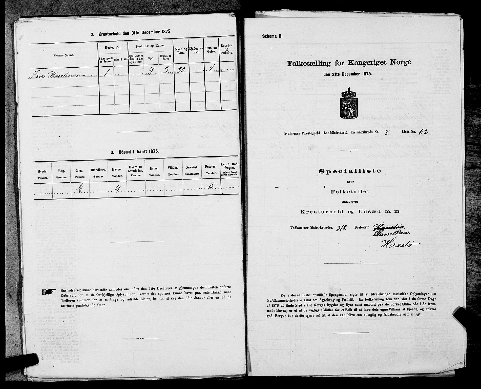 SAST, Folketelling 1875 for 1147L Avaldsnes prestegjeld, Avaldsnes sokn og Kopervik landsokn, 1875, s. 1414