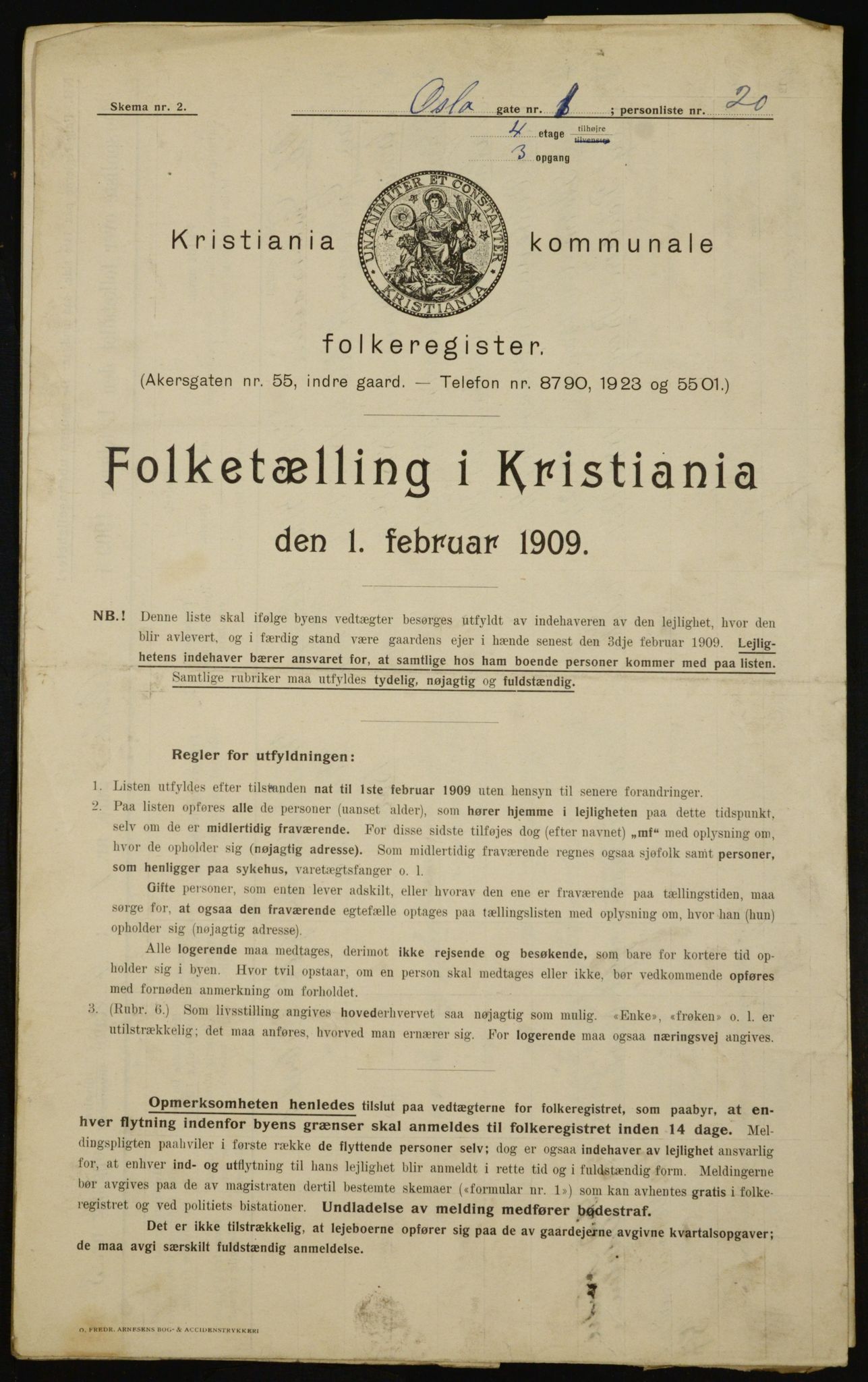 OBA, Kommunal folketelling 1.2.1909 for Kristiania kjøpstad, 1909, s. 69602