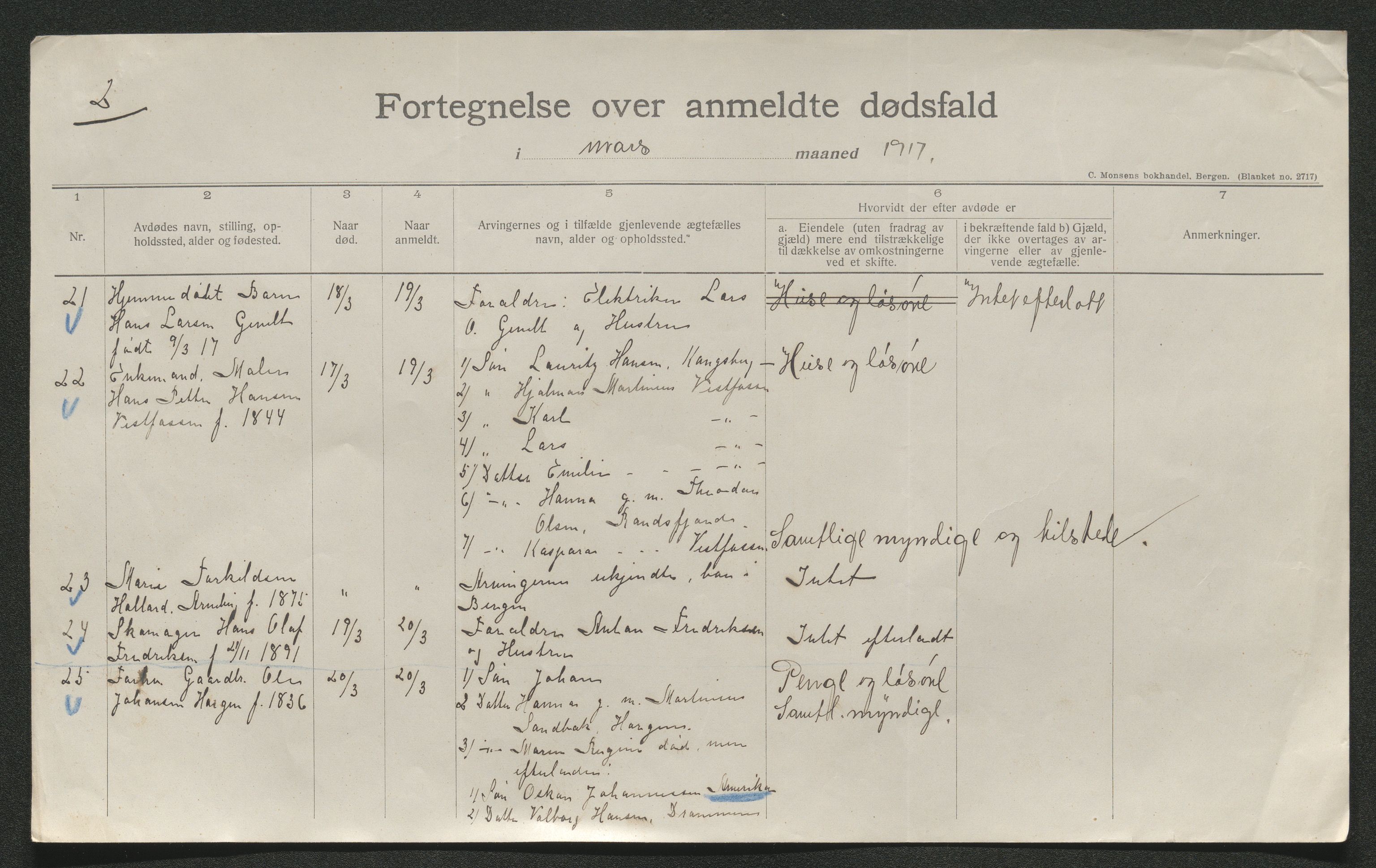 Eiker, Modum og Sigdal sorenskriveri, AV/SAKO-A-123/H/Ha/Hab/L0038: Dødsfallsmeldinger, 1916-1917, s. 667