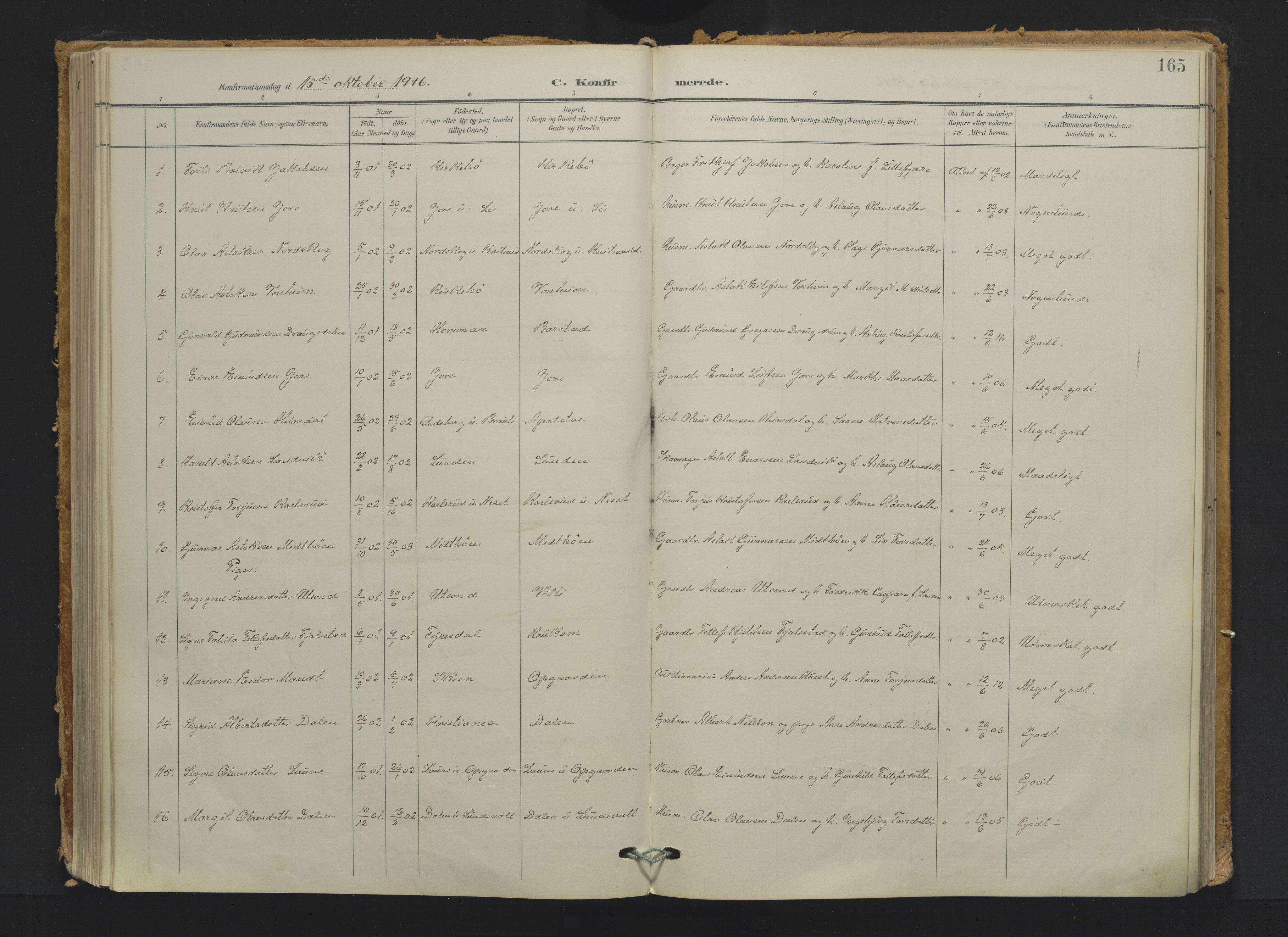 Kviteseid kirkebøker, AV/SAKO-A-276/F/Fa/L0009: Ministerialbok nr. I 9, 1903-1934, s. 165