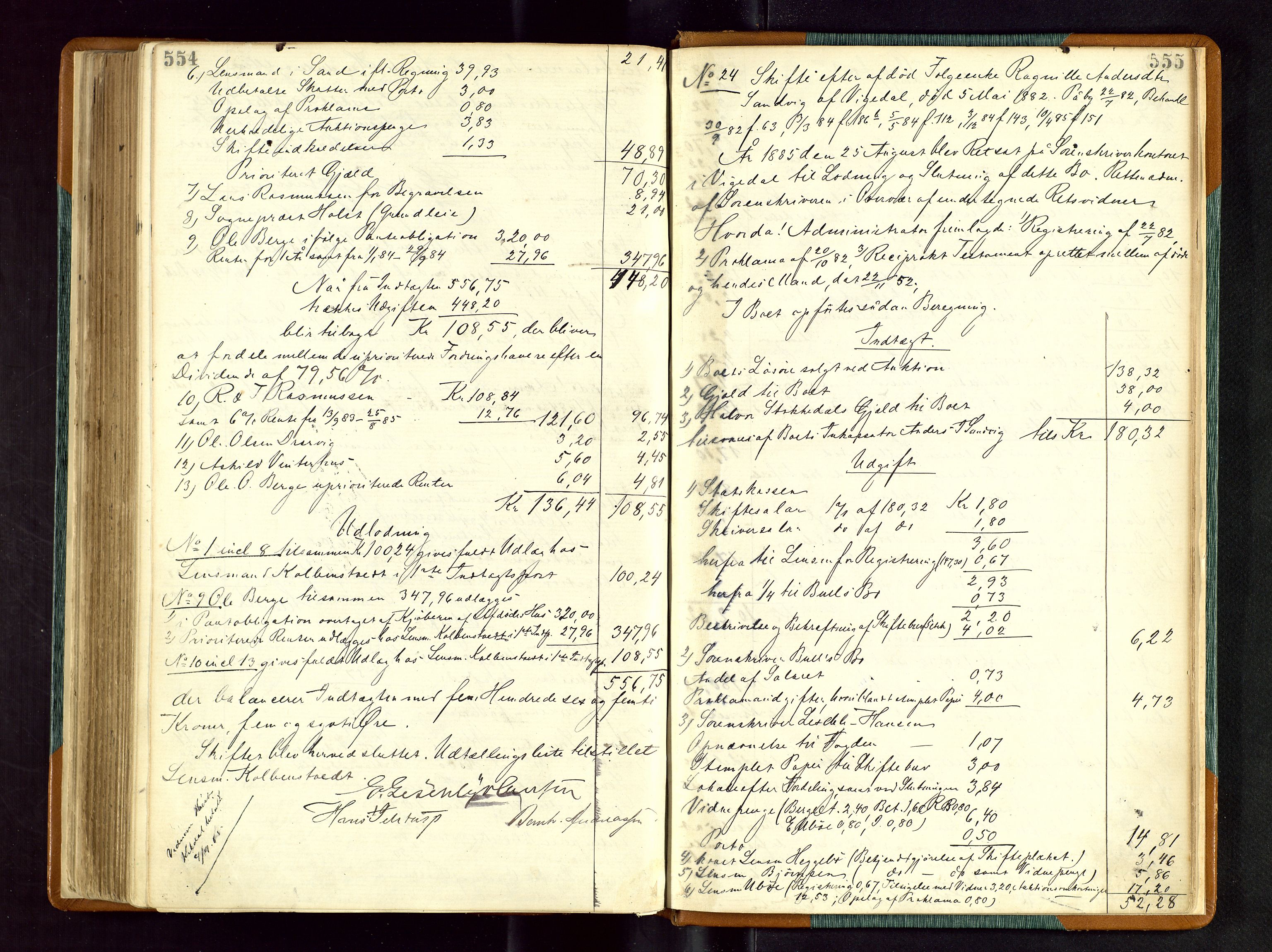 Ryfylke tingrett, AV/SAST-A-100055/001/IV/IVD/L0027: Skifteprotokoll, register i protokollen, 1881-1885, s. 554-555