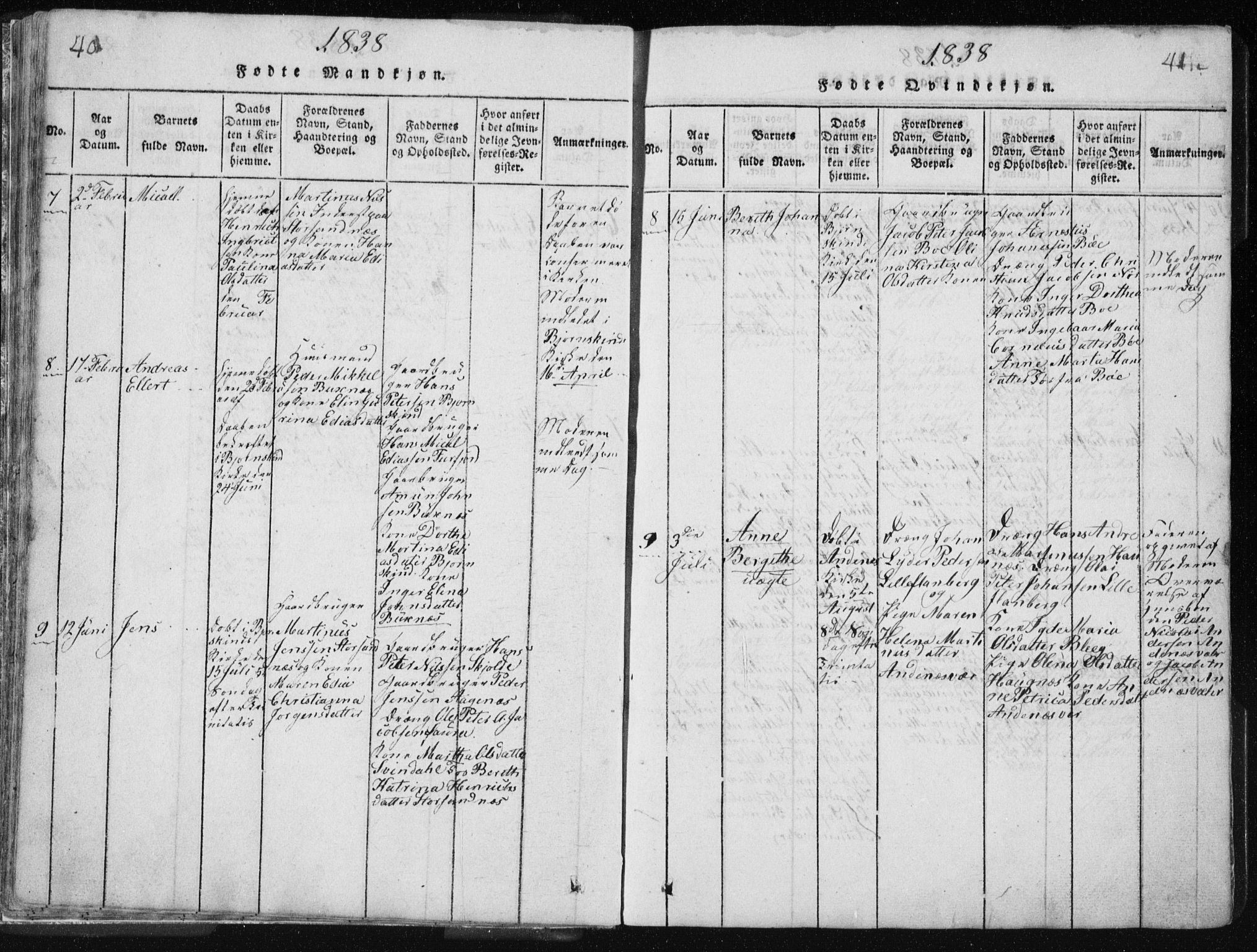 Ministerialprotokoller, klokkerbøker og fødselsregistre - Nordland, AV/SAT-A-1459/897/L1411: Klokkerbok nr. 897C01, 1820-1866, s. 40-41