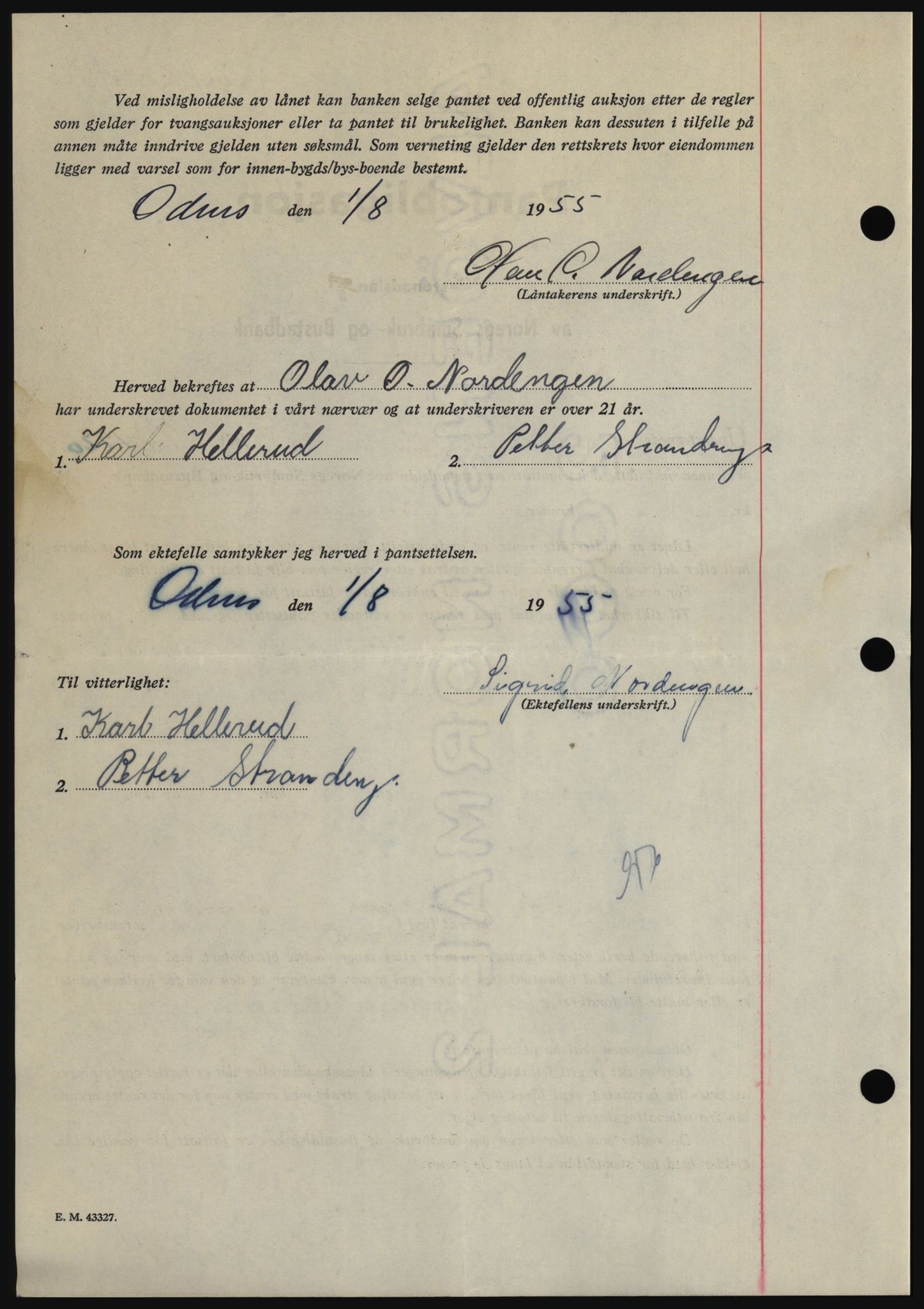 Hadeland og Land tingrett, AV/SAH-TING-010/H/Hb/Hbc/L0032: Pantebok nr. B32, 1955-1955, Dagboknr: 2385/1955